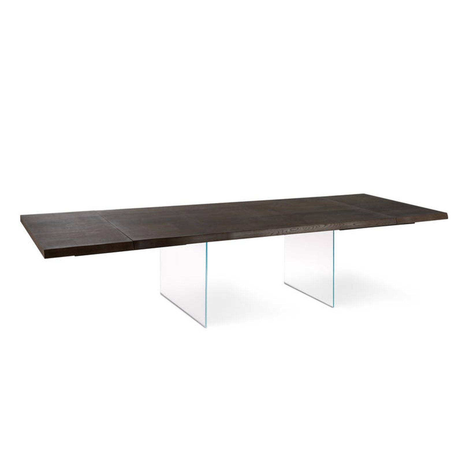 Extendable table "Fabien" wooden top tempered glass legs 200/300x100 cm 76h