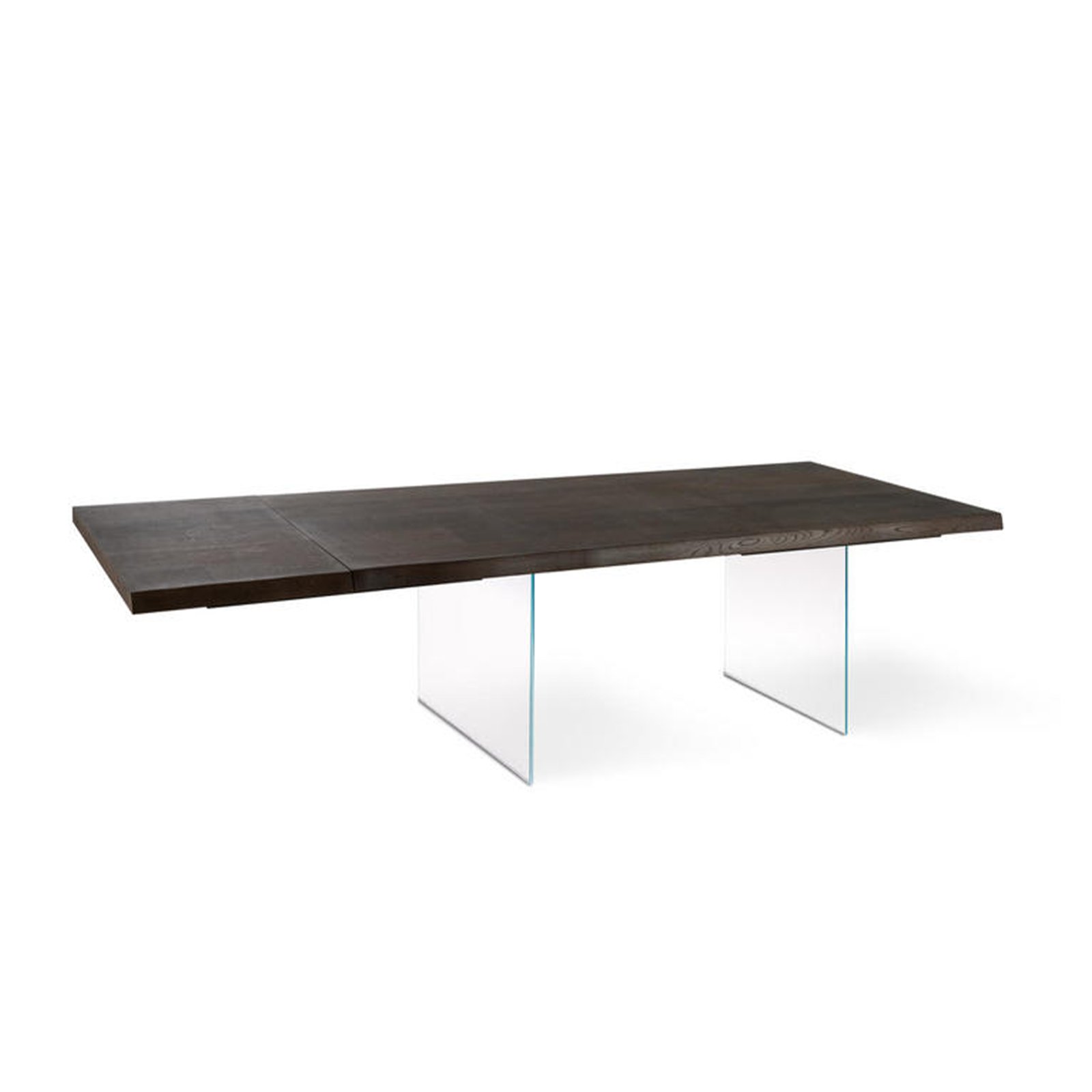 Extendable table "Fabien" wooden top tempered glass legs 200/300x100 cm 76h