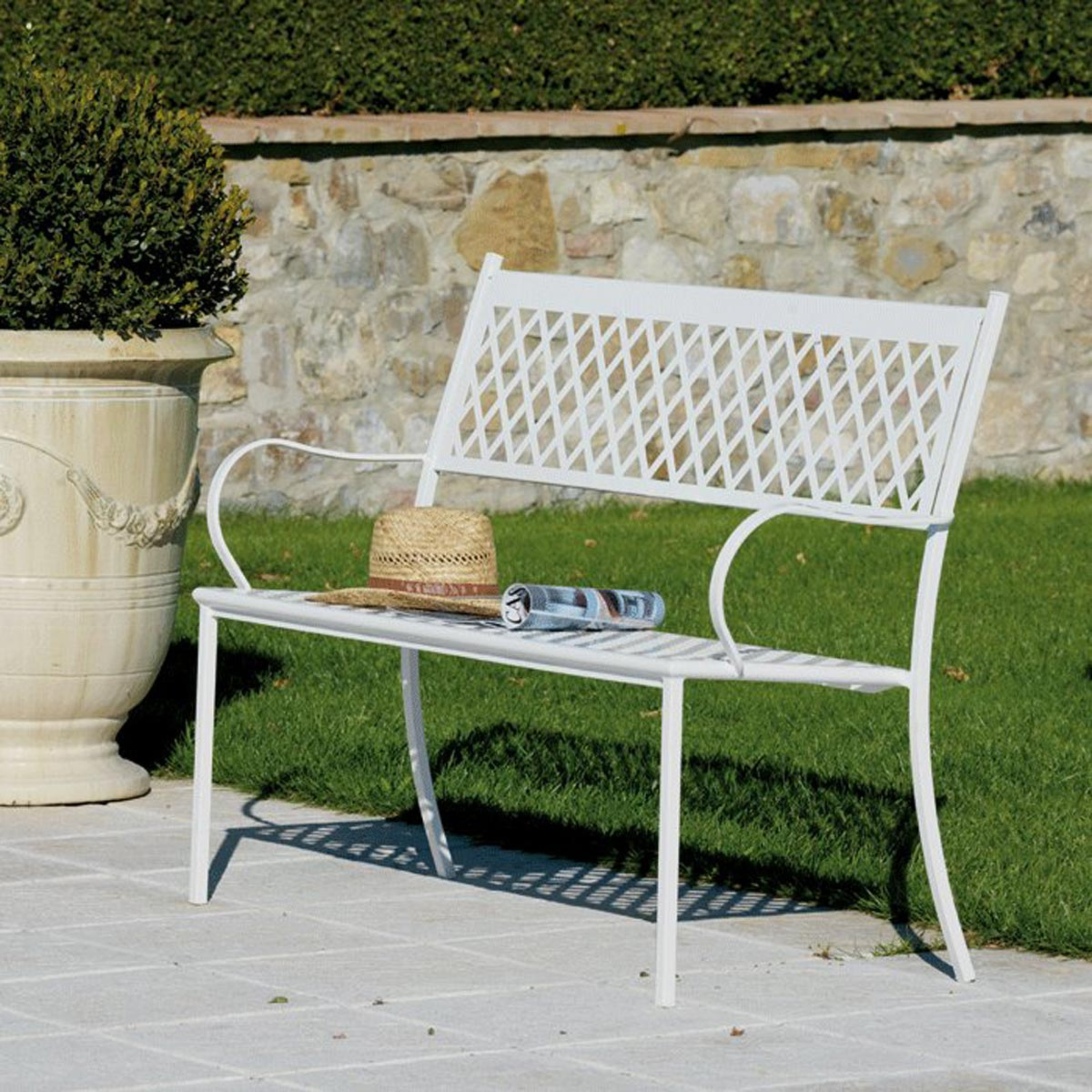 "Summertime" stackable metal garden bench, 127x56 cm, 93 cm high