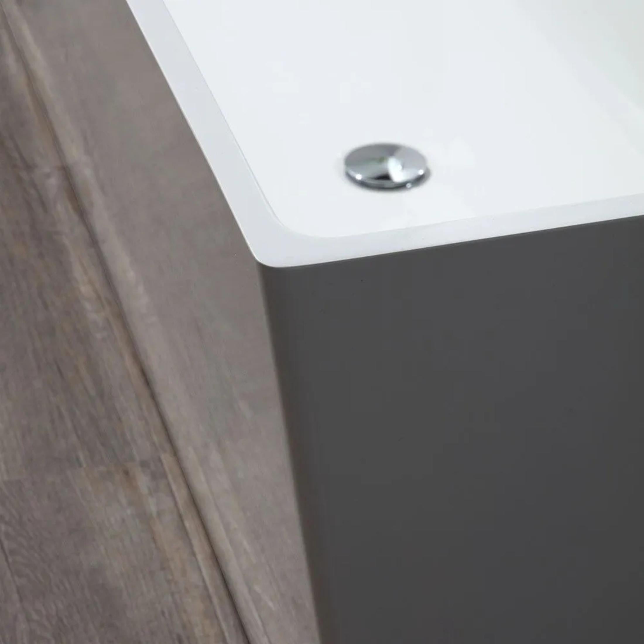 "Yoyo" freestanding square bathtub in white recomposed marble, 159x65 cm, 55h