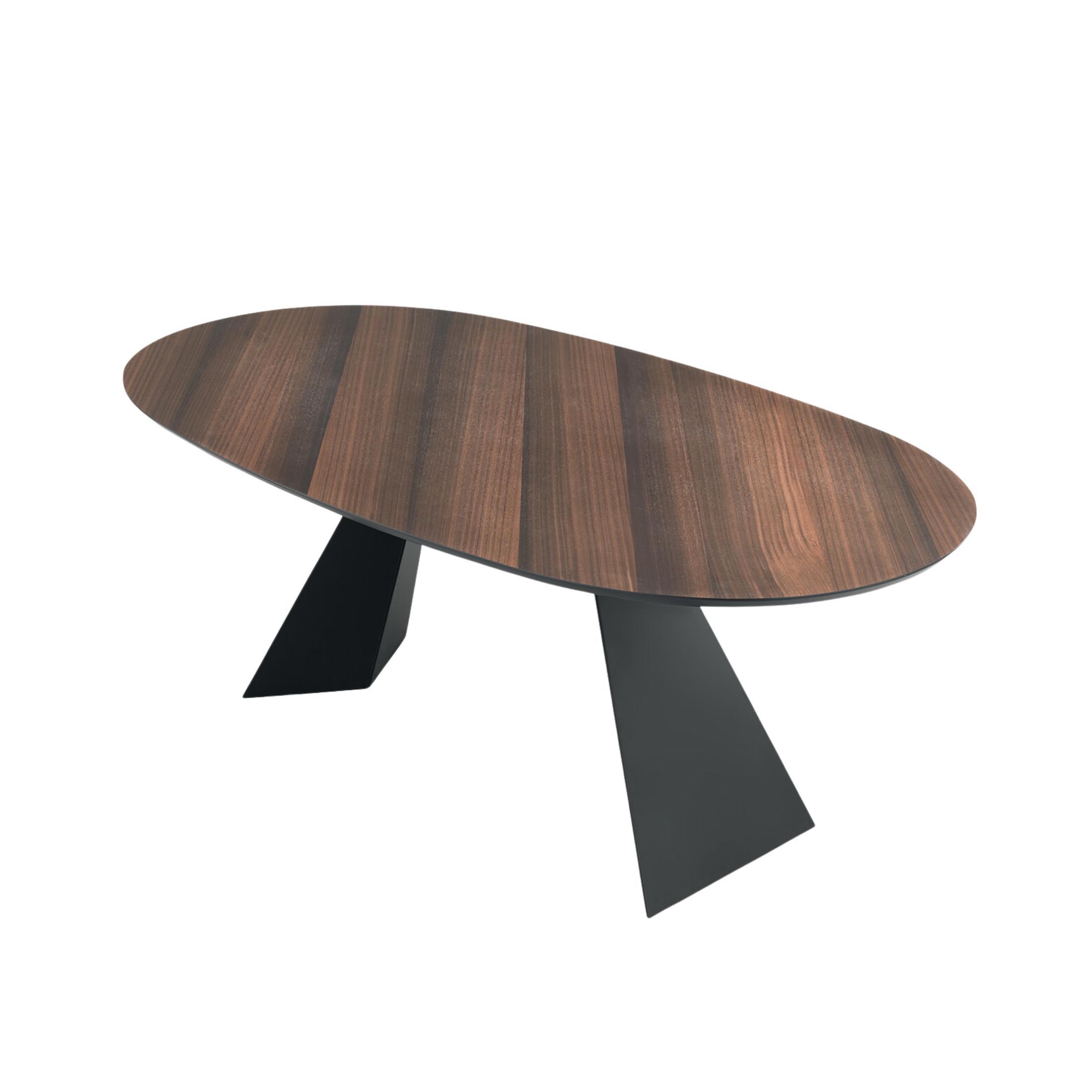 "Nargy" modern fixed dining table with metal base and oak top, 210x109 cm, 75 cm high