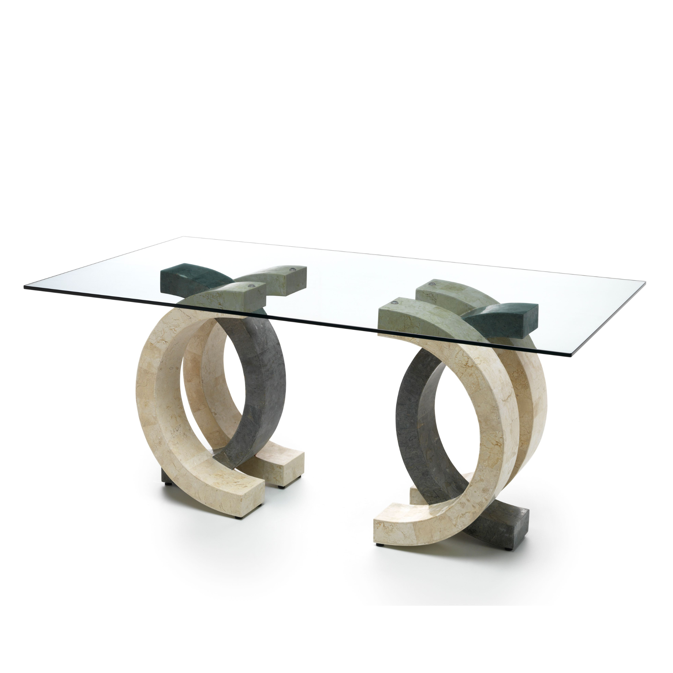 "Coco" stone dining table with tempered glass top, 180x100 cm, 76 cm high
