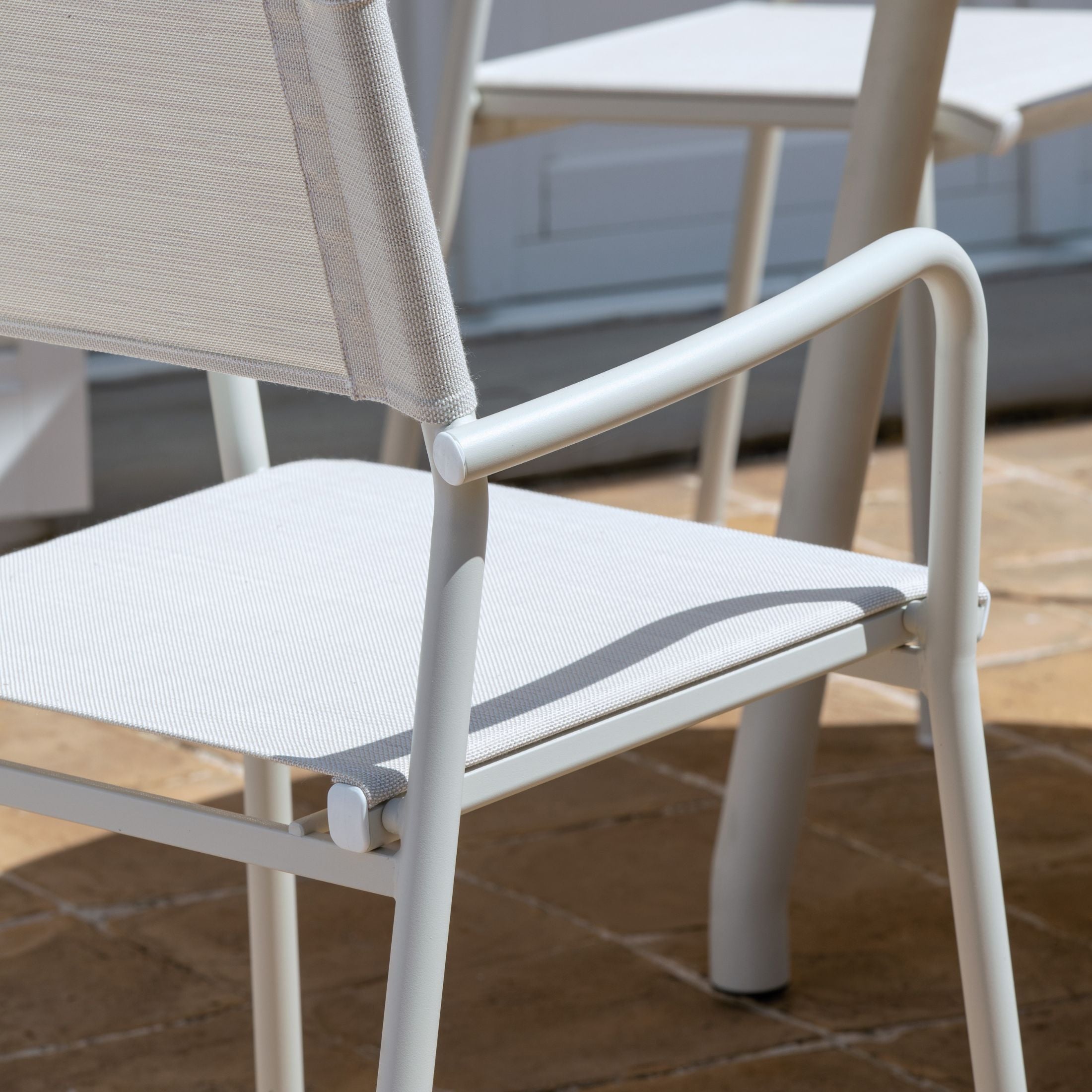 Set of chairs with seat and backrest in "Emma" fabric for the garden, stackable, 59x56 cm, 83h