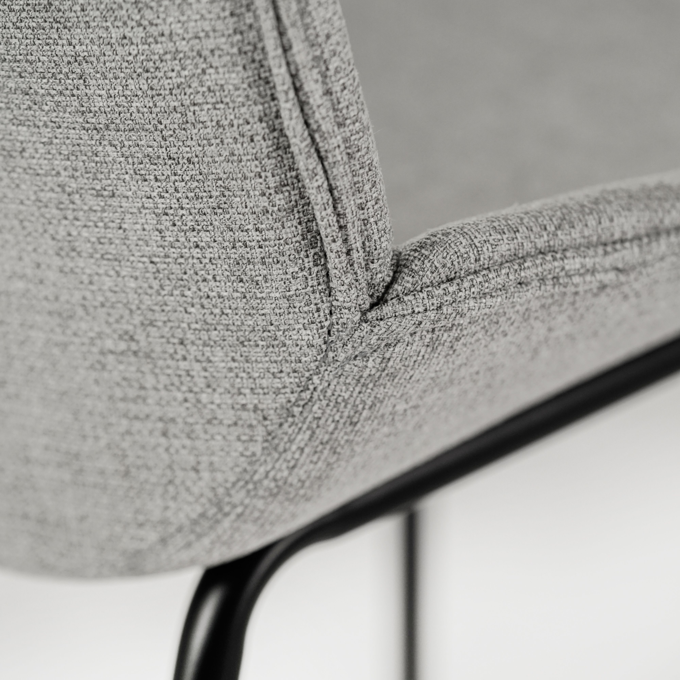 Set of "Sami" fabric dining chairs with elegant modern painted metal legs