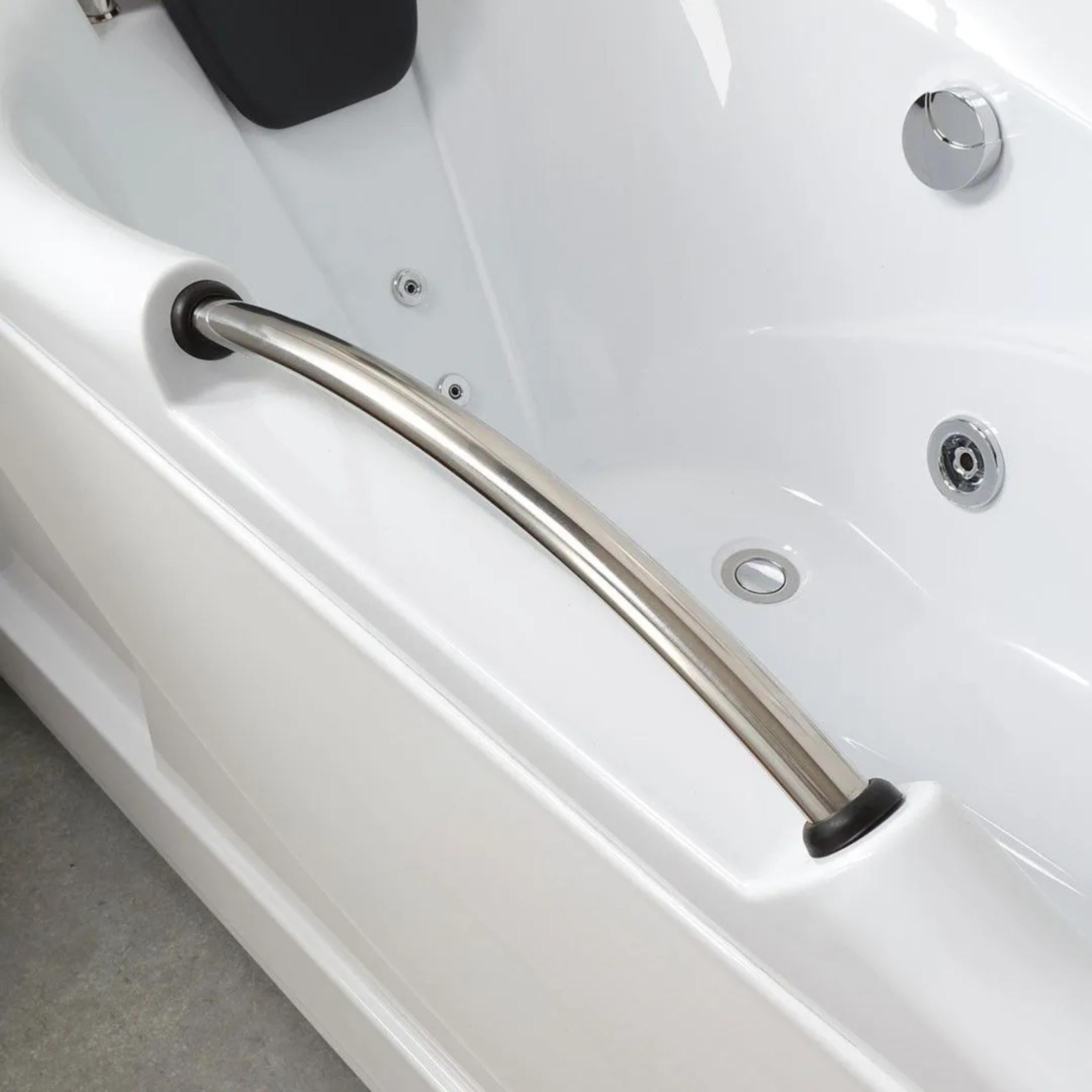 "Doris" corner whirlpool bathtub in white acrylic, 170x78 cm, 65 cm high