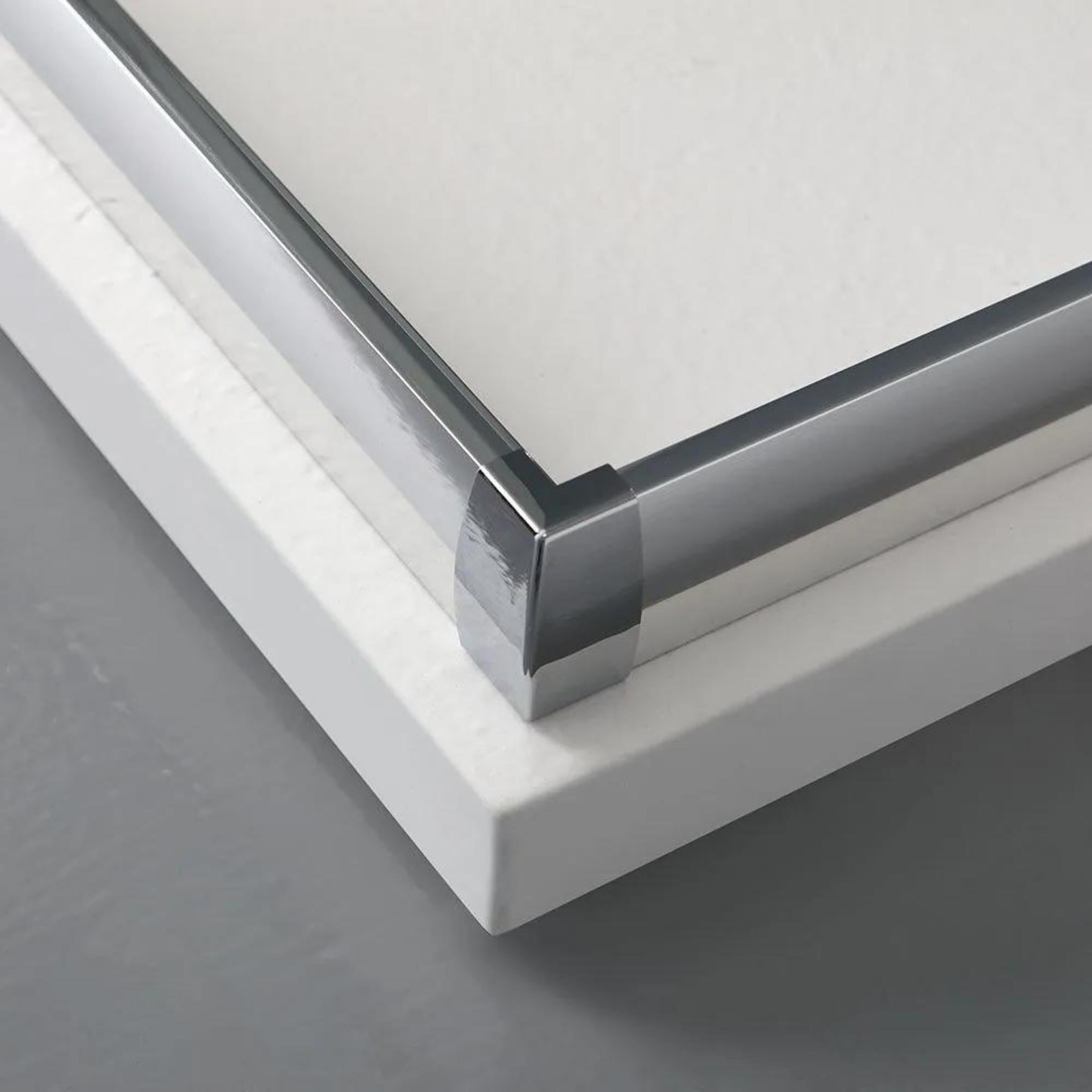 "Genova Two" square shower enclosure with sliding doors in polished tempered glass, 185 cm high