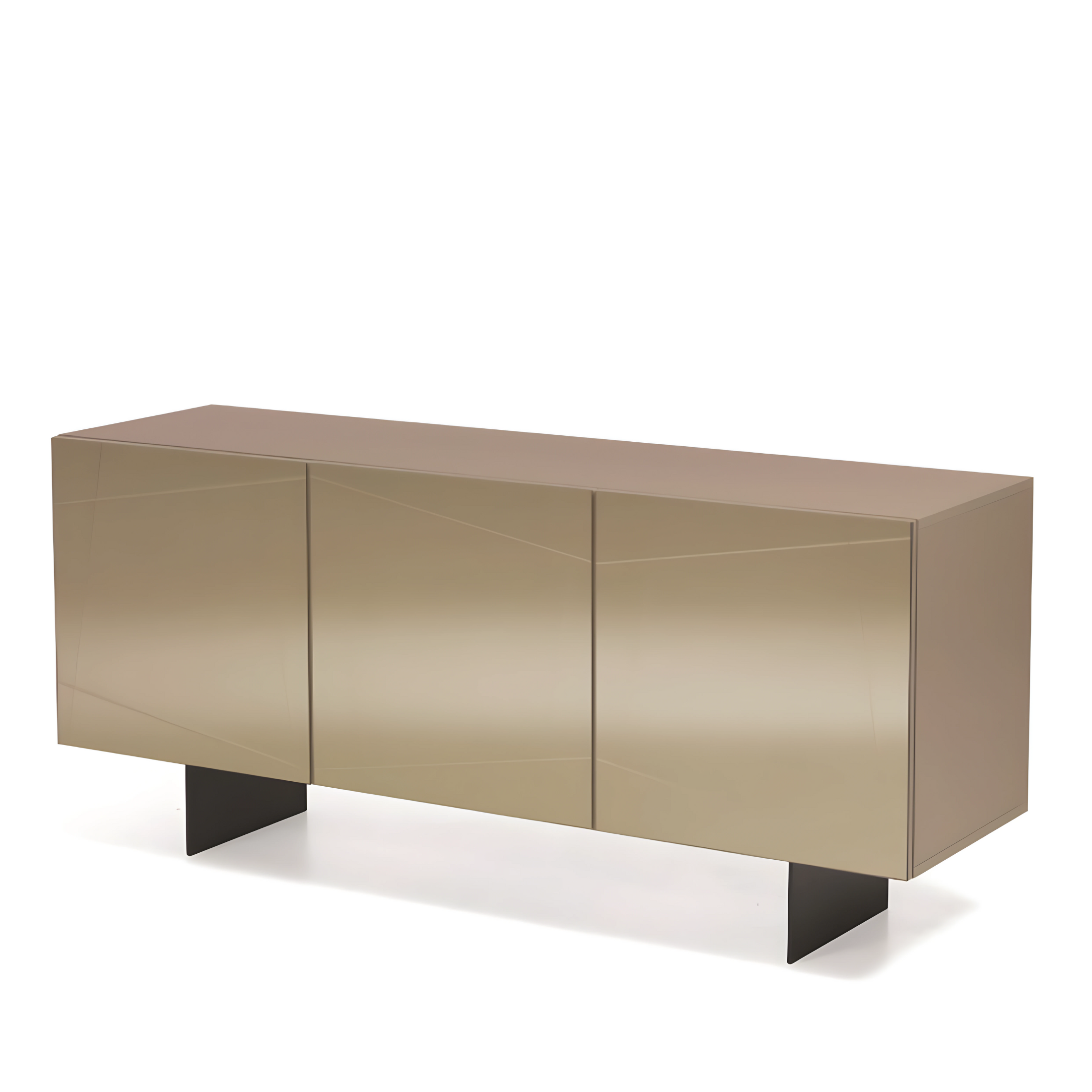 Modern, pre-assembled wooden sideboard "Conty" with 3 mirrored doors, 180x50 cm, h80 cm