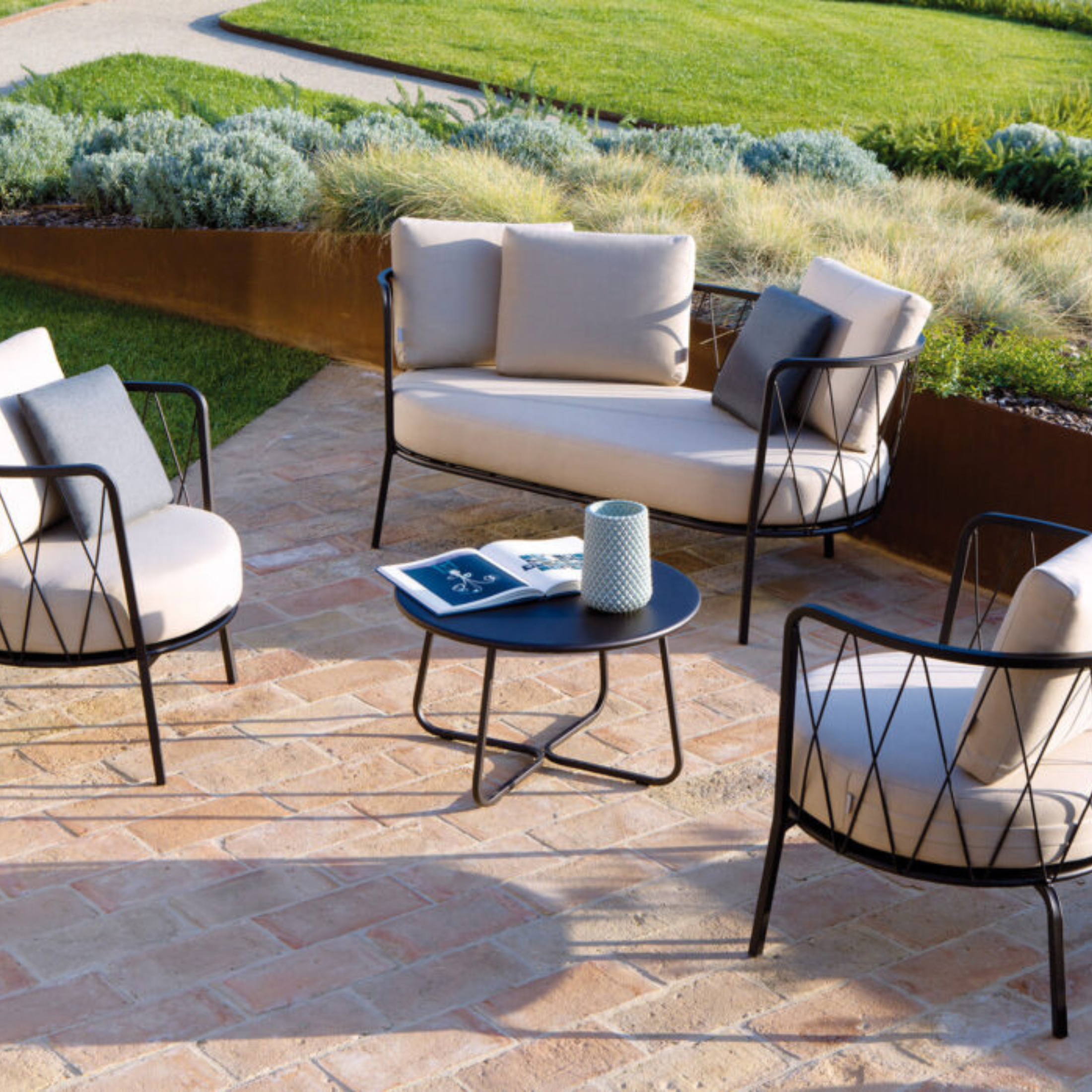 "Daisy13" 2-seater galvanized metal garden sofa lounge chair 160x73 cm 71h