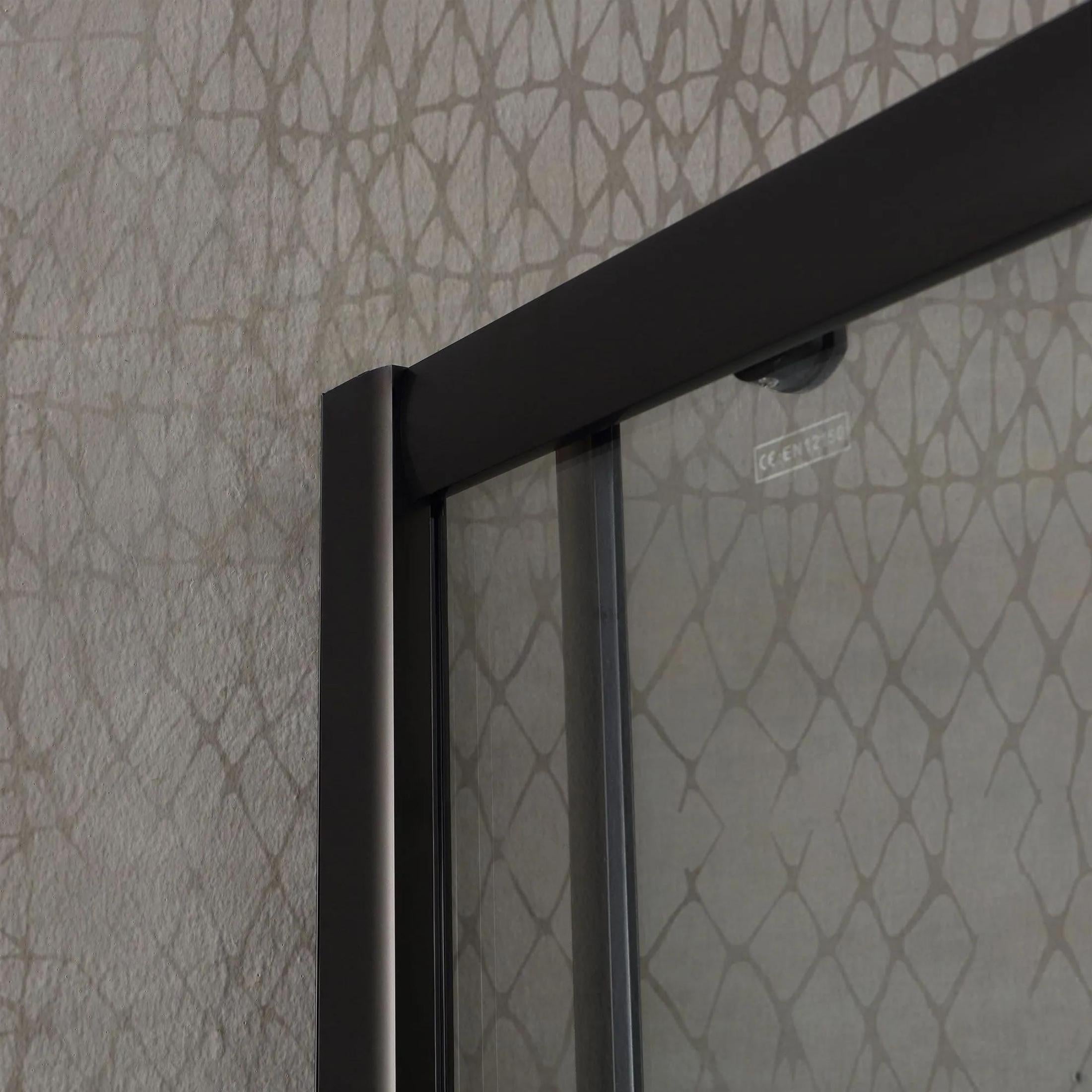 "Cielo" square shower enclosure in clear glass with matt black profile, height 190 cm