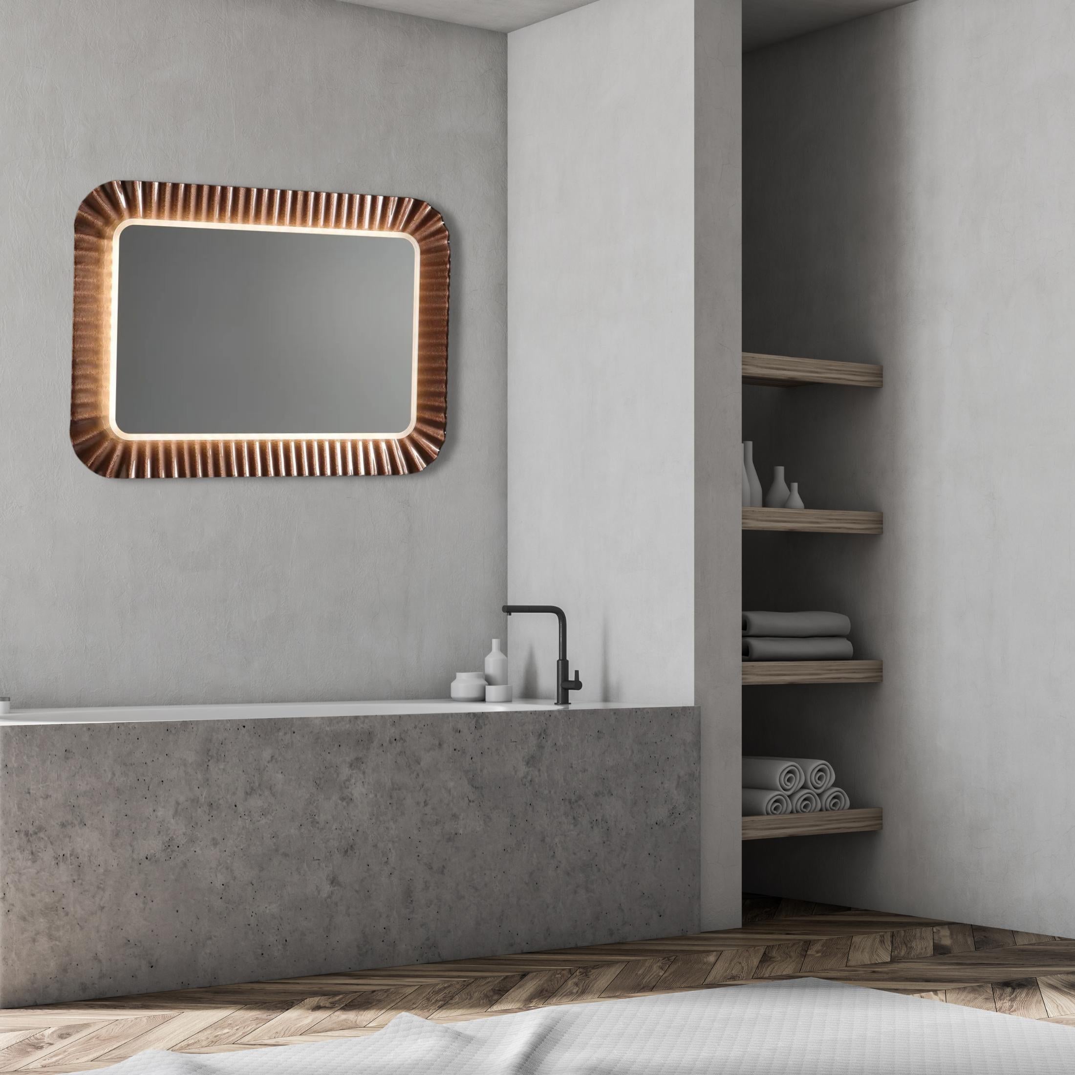 Rectangular LED mirror "Redding" with reversible fused glass frame 94x68 cm