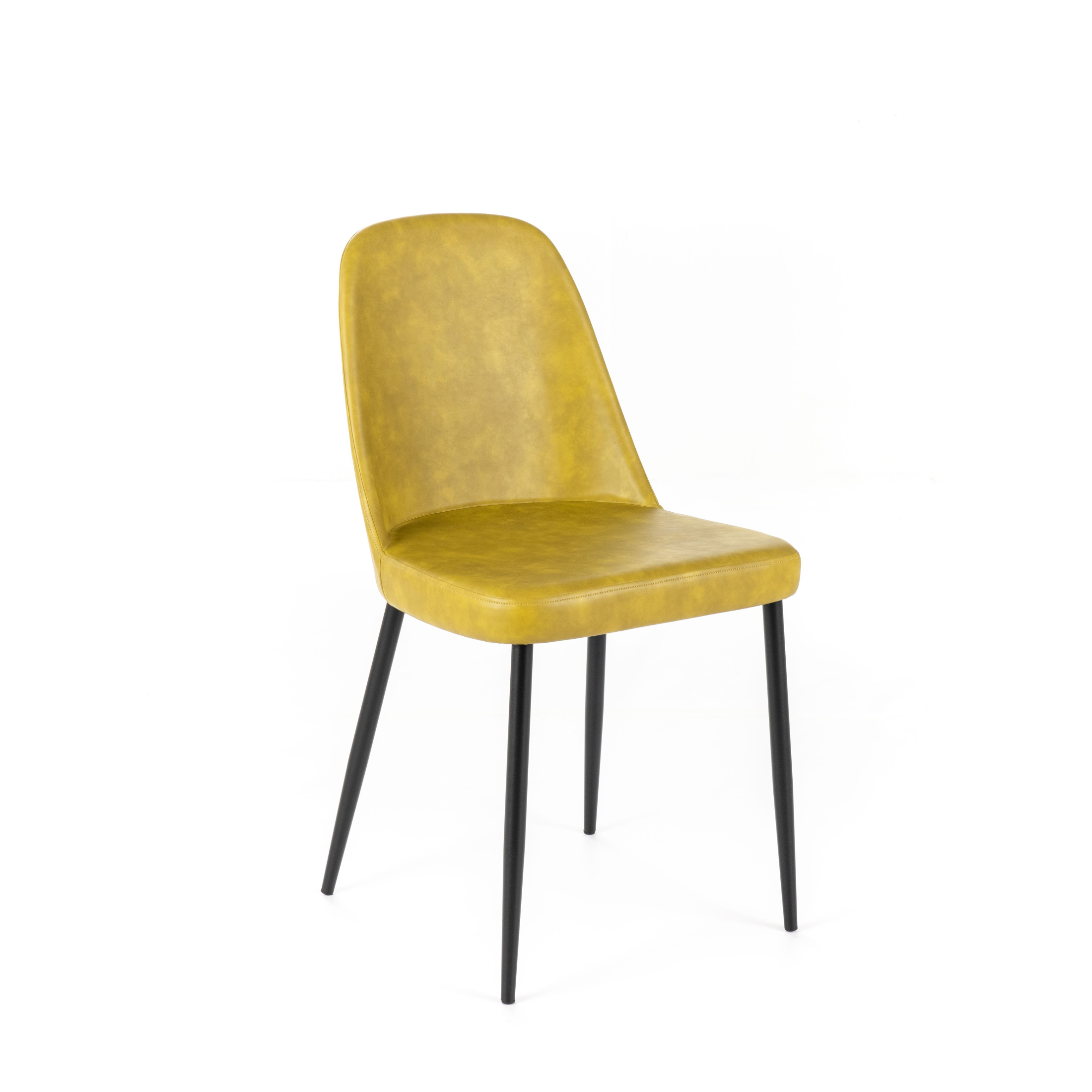 Set of modern "Damasco" dining chairs upholstered in soft-touch faux leather