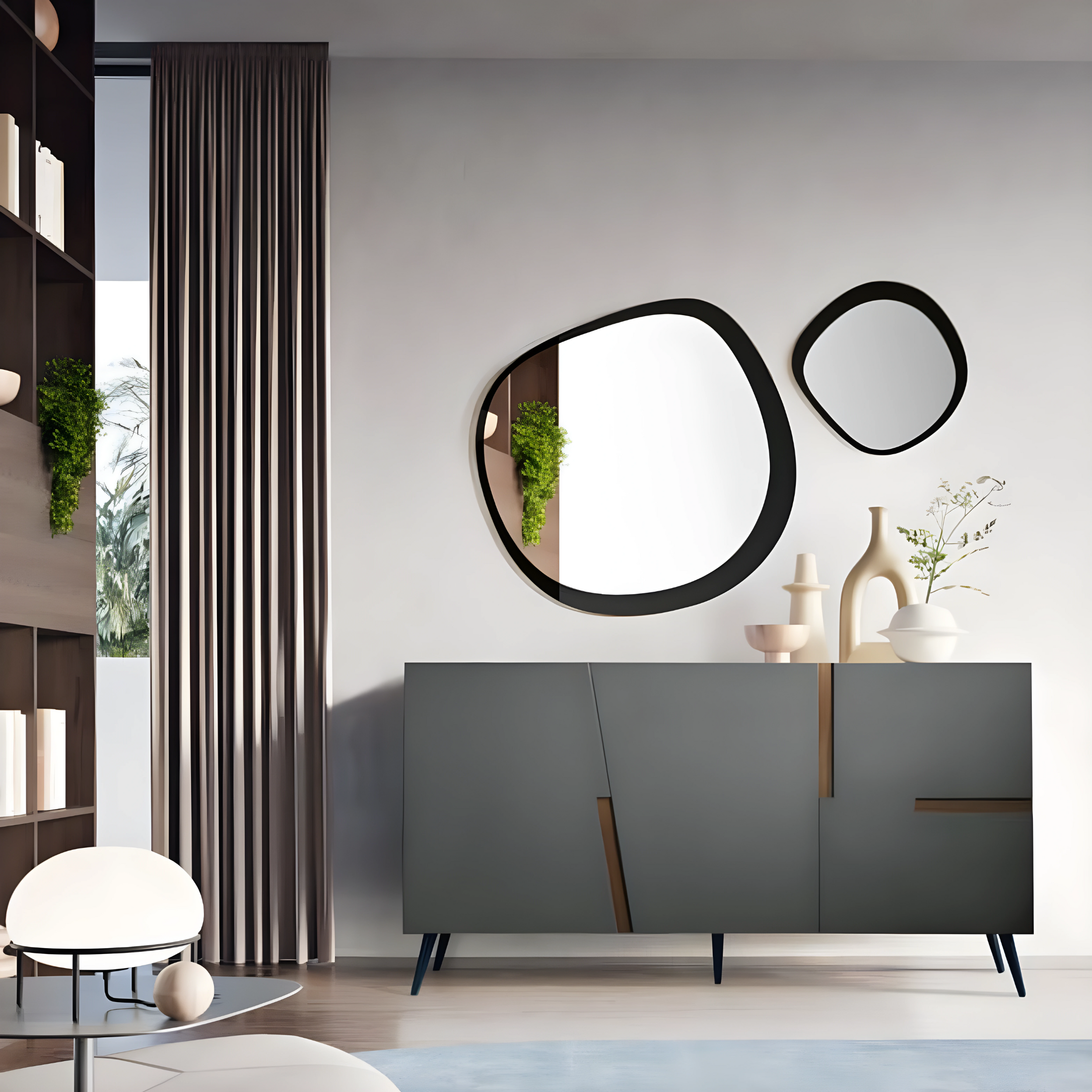 Modern 3-door sideboard "Toledo" in melamine, 160x50 cm, 89h pre-assembled