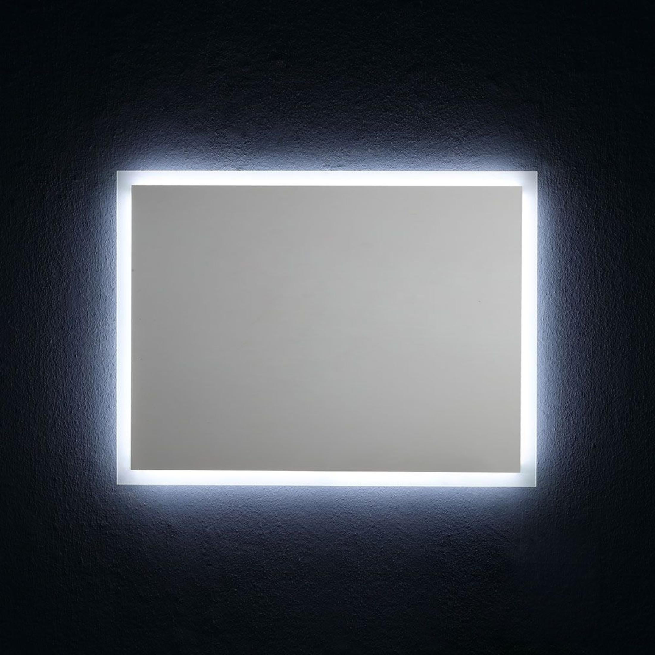 Reversible rectangular "Bend" LED framed mirror, 80x60 cm