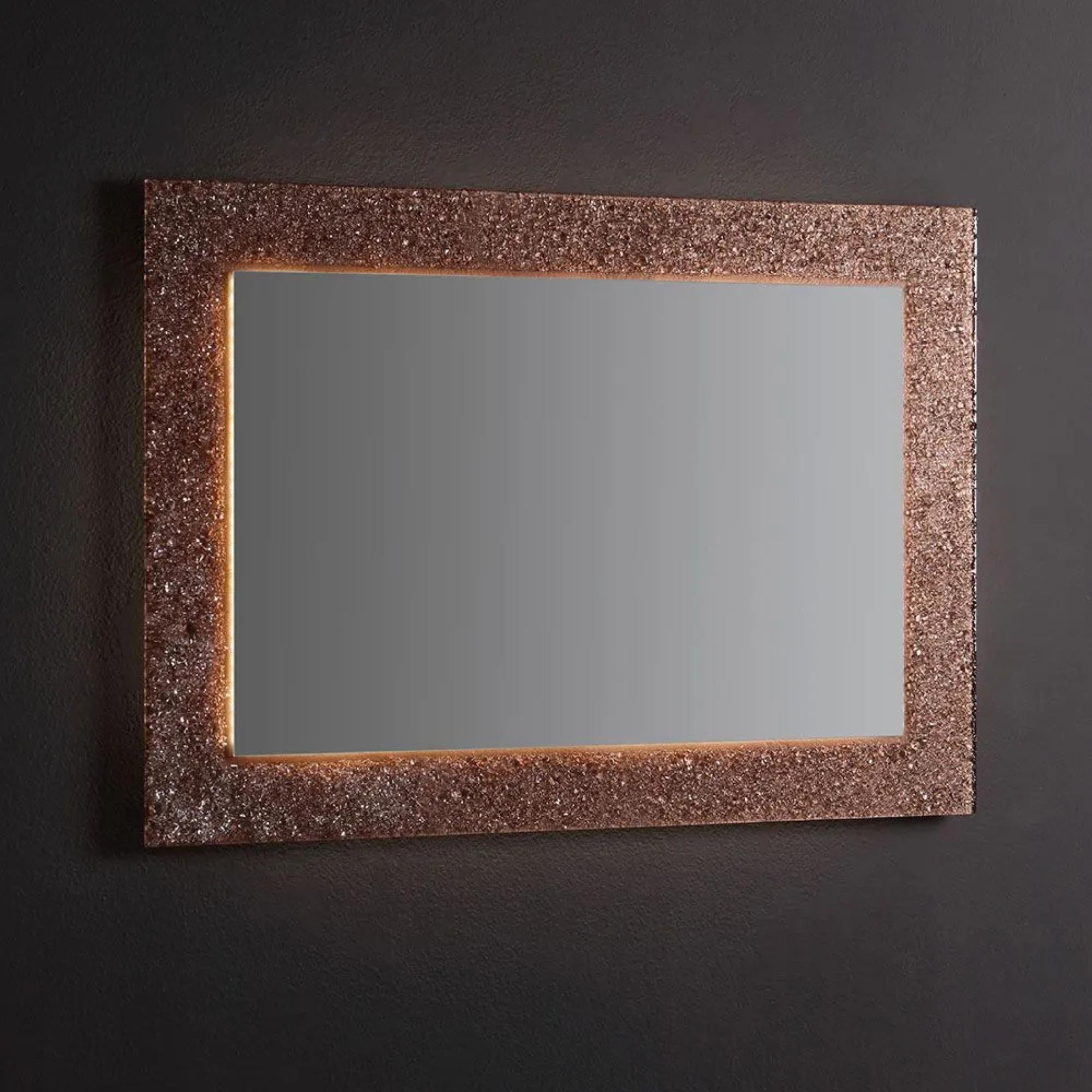 Rectangular LED mirror "Serranova" with glass grit frame 98x70 cm