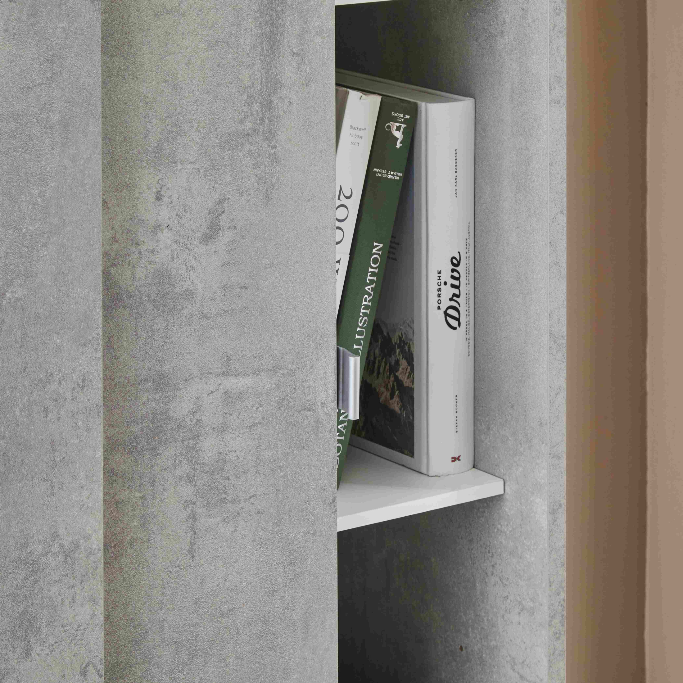 "Rebel" 2-door sliding wardrobe with wooden mirror, 8 shelves, 82x42 cm, 190 cm high