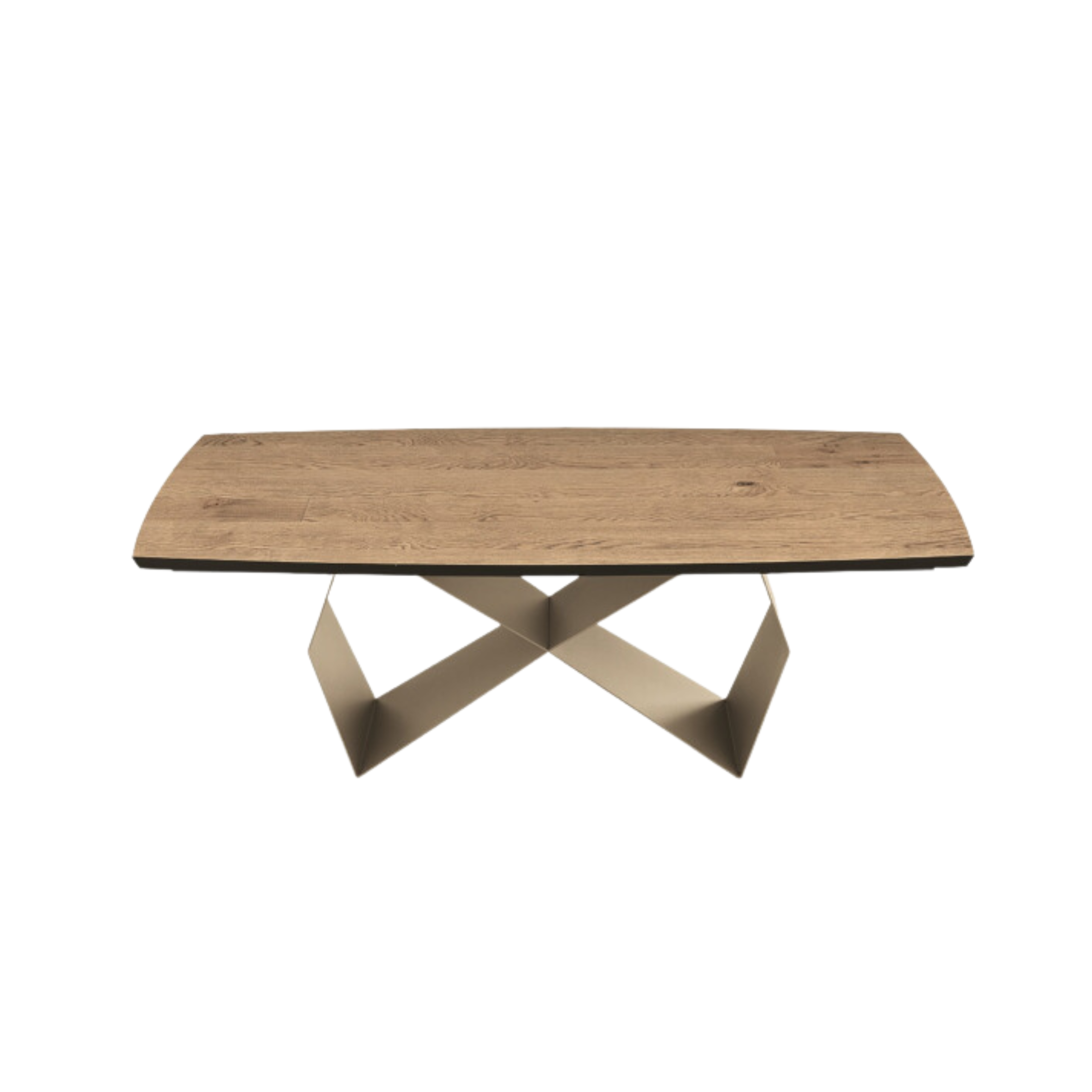 Extendable dining table "Reina" with metal base and oak top, 200/300x100 cm, 75 cm high