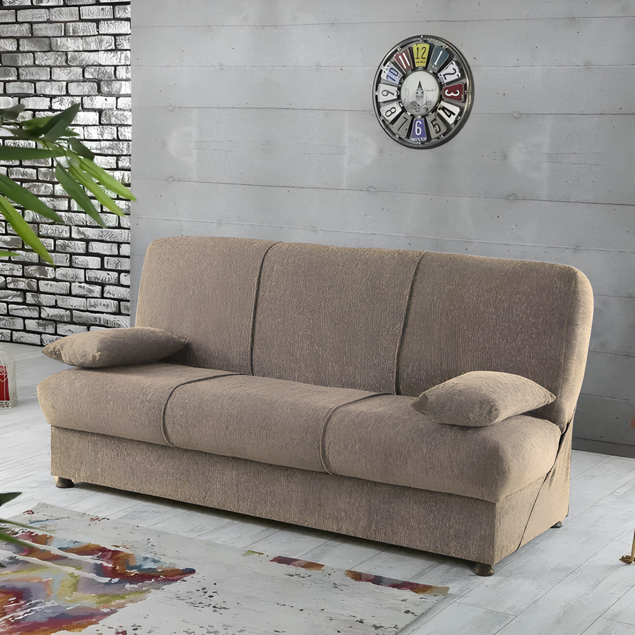Modern "Jim" fabric sofa bed with storage cm 190x64 90h