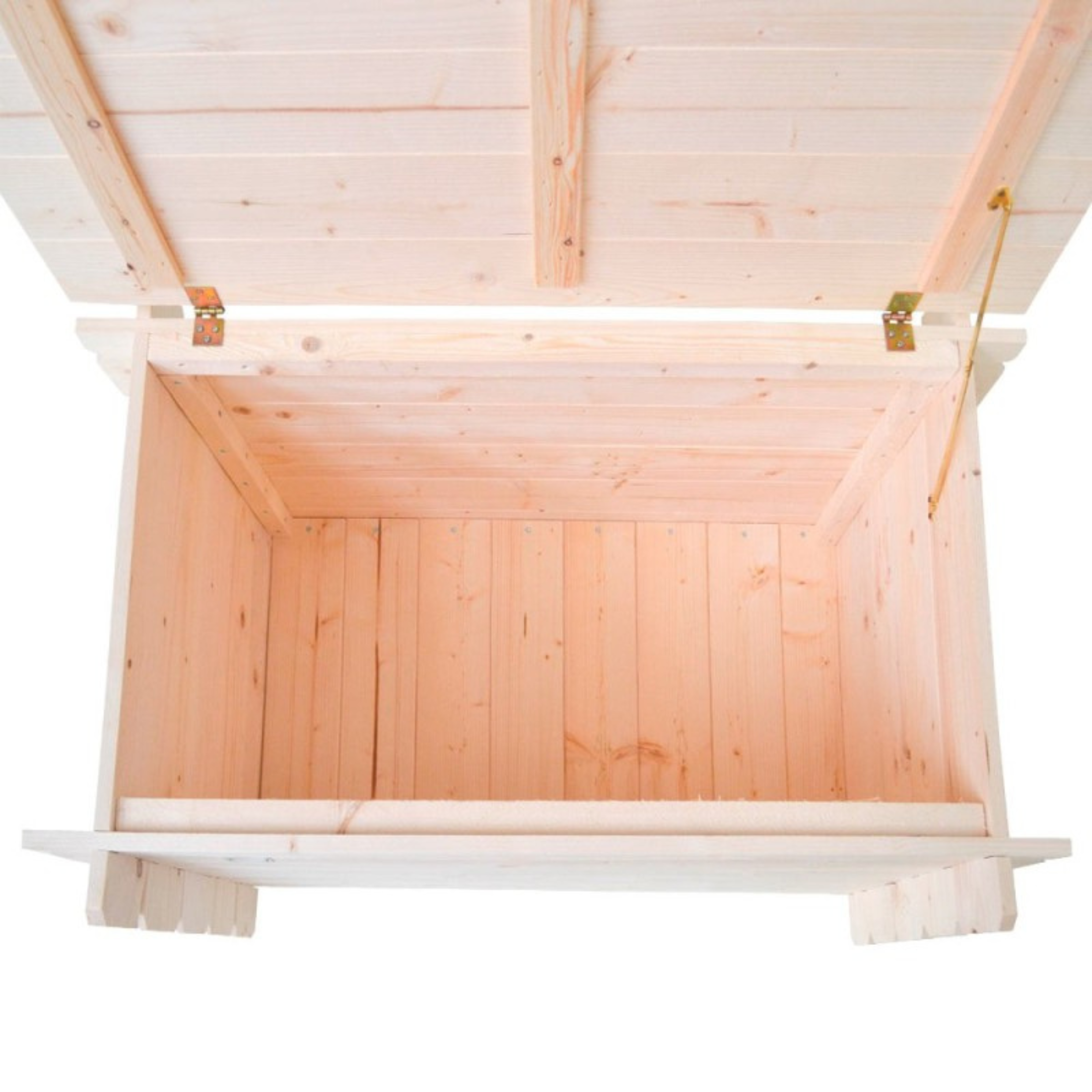 "Giunone" natural wood garden chest with swing opening, 98x60 cm, 54h