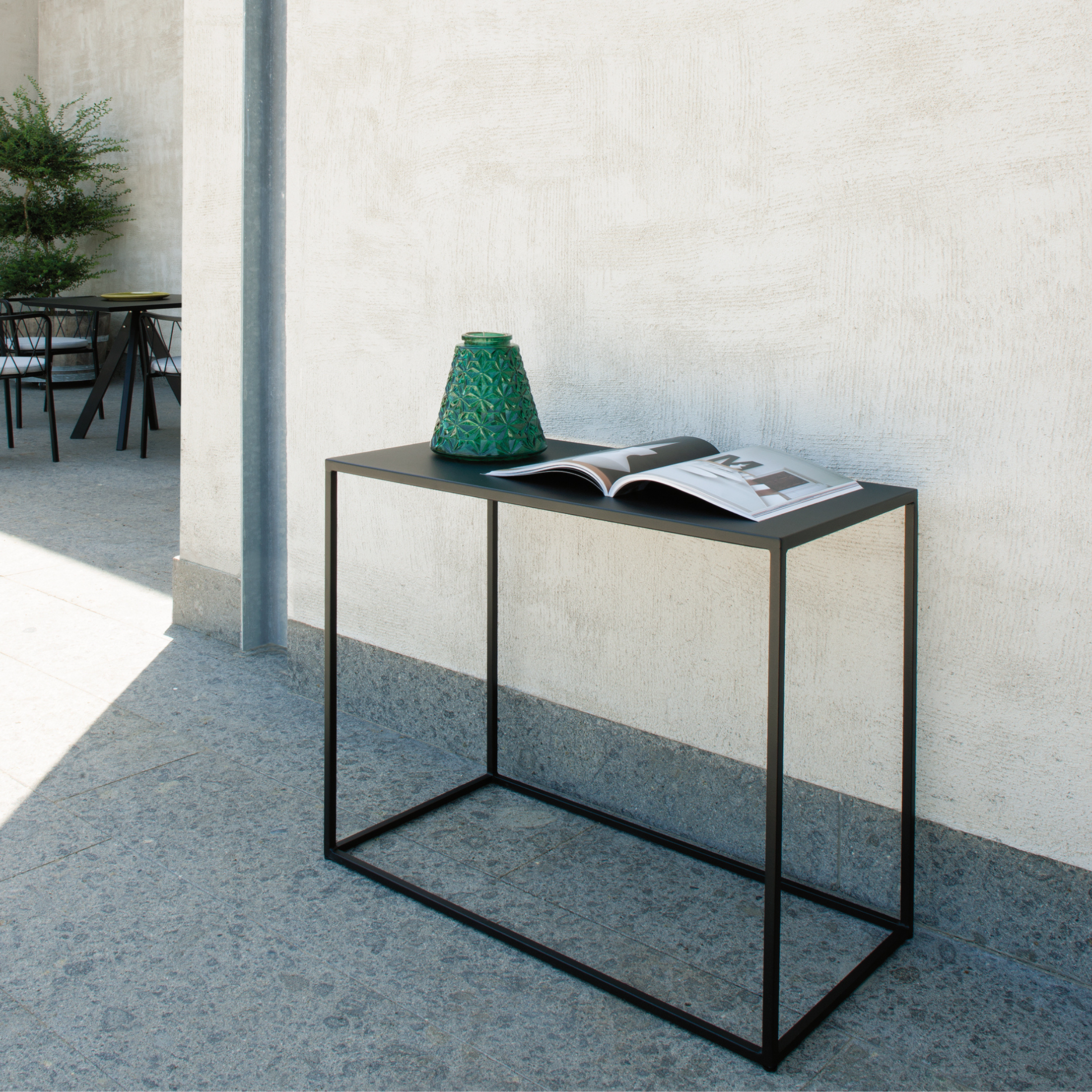 "Daisy" mobile metal garden console table, 40x80 cm, 75 cm high