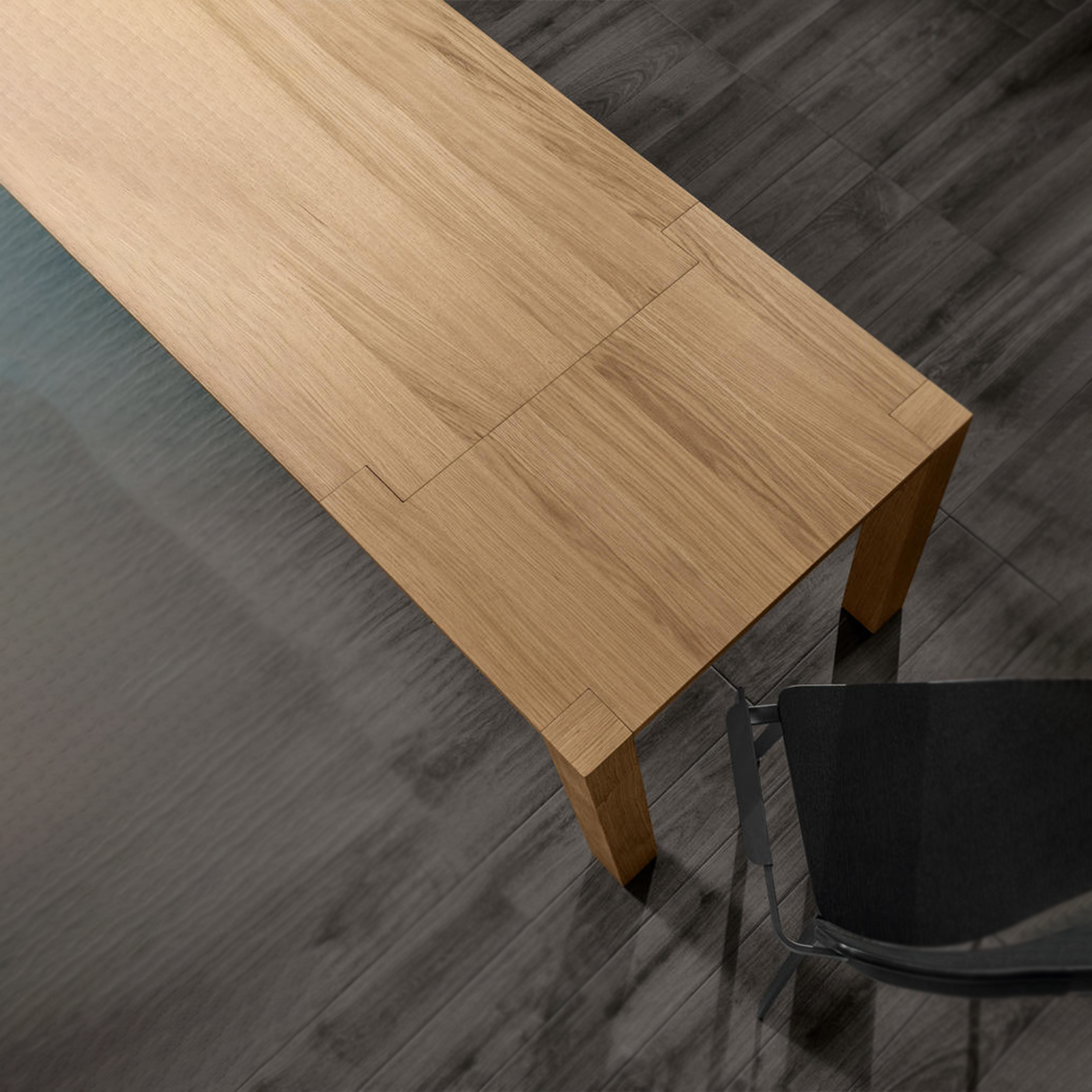 Extendable table "Spike" with wooden top and legs, 6 seats, 140/190x80 cm, 75 cm high