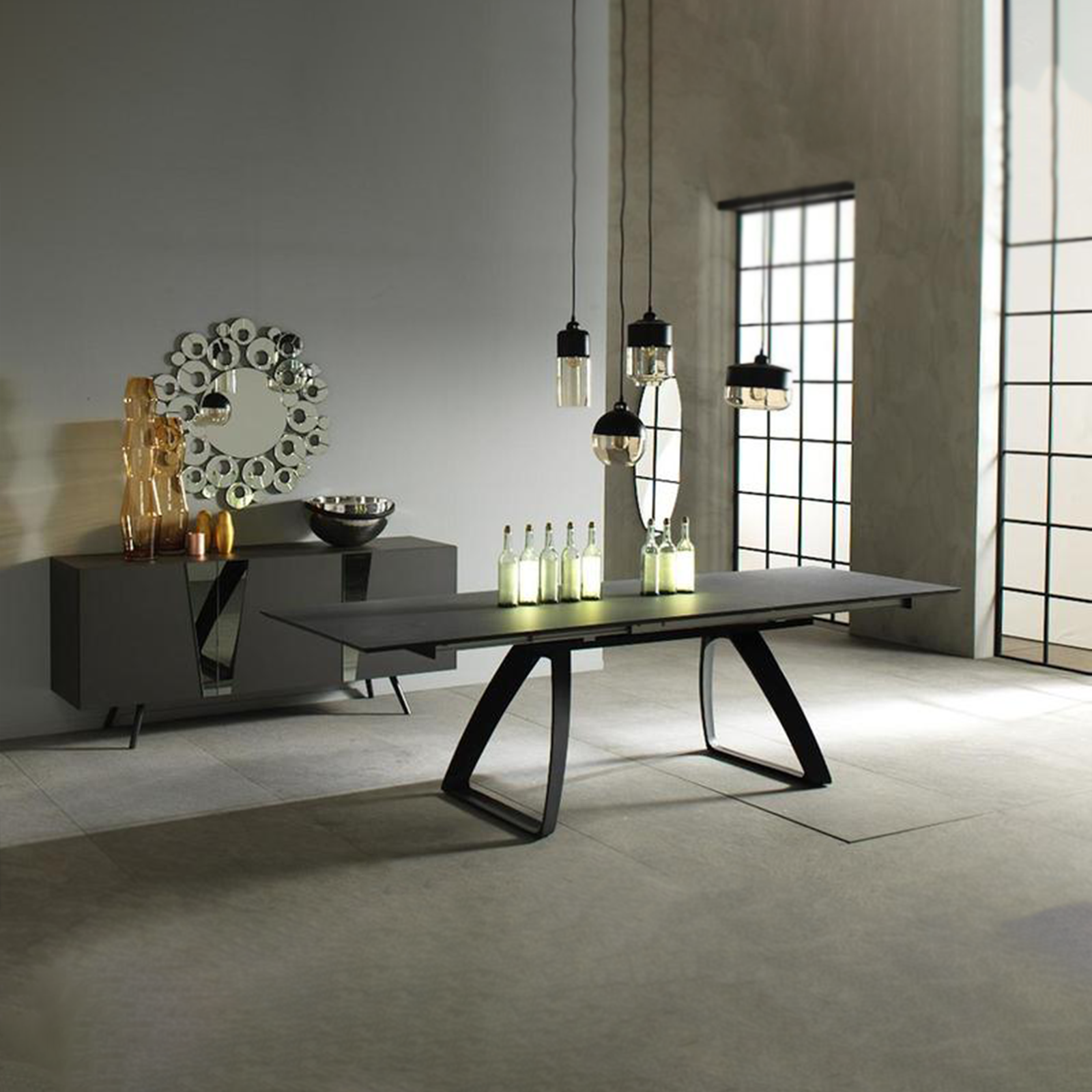 Extendable table "Hugo" HPL top aluminum legs 10 seats 270x90 cm 76h