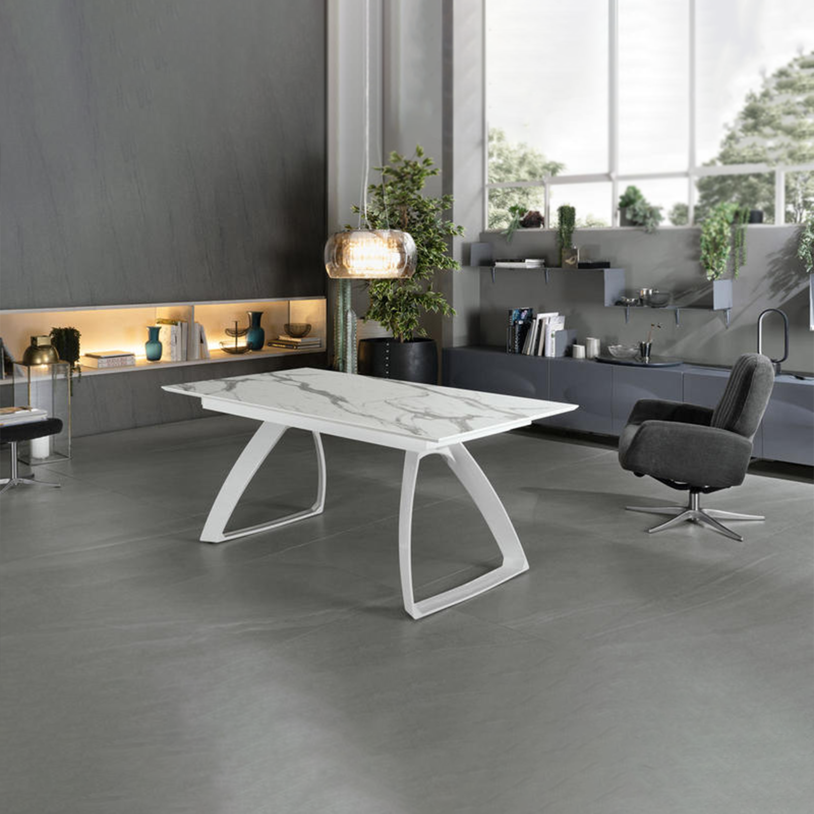 Extendable table "Hugo" HPL top aluminum legs 10 seats 270x90 cm 76h