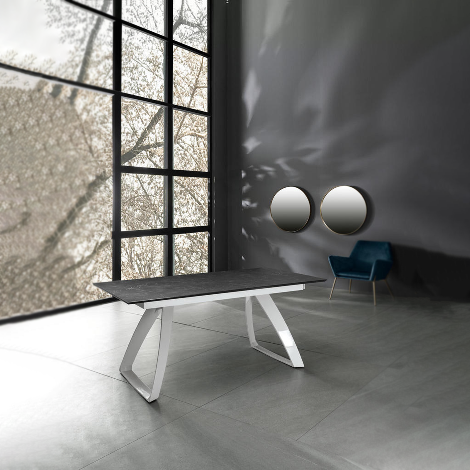 Extendable table "Hugo" HPL top aluminum legs 10 seats 270x90 cm 76h