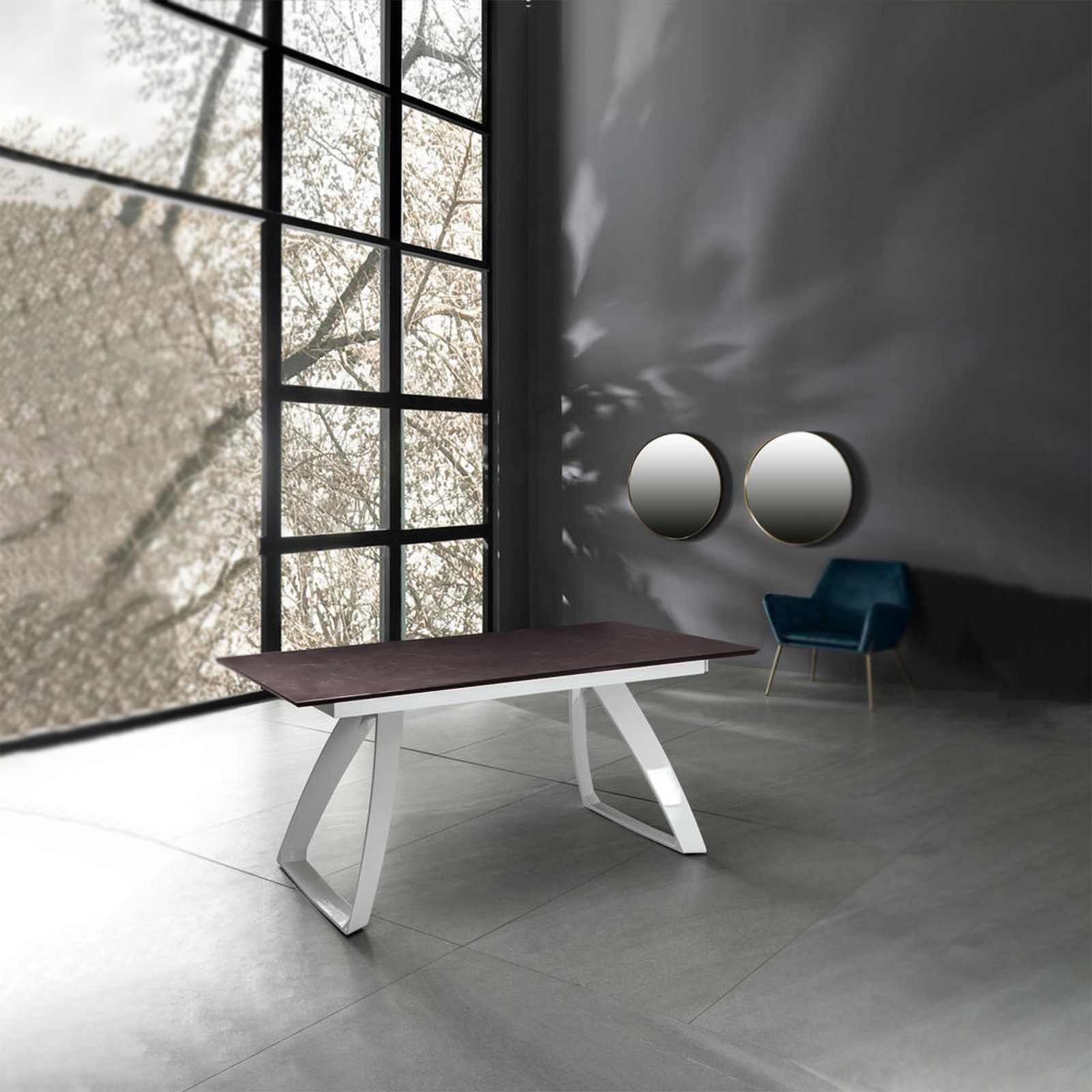 Extendable table "Hugo" HPL top aluminum legs 10 seats 270x90 cm 76h