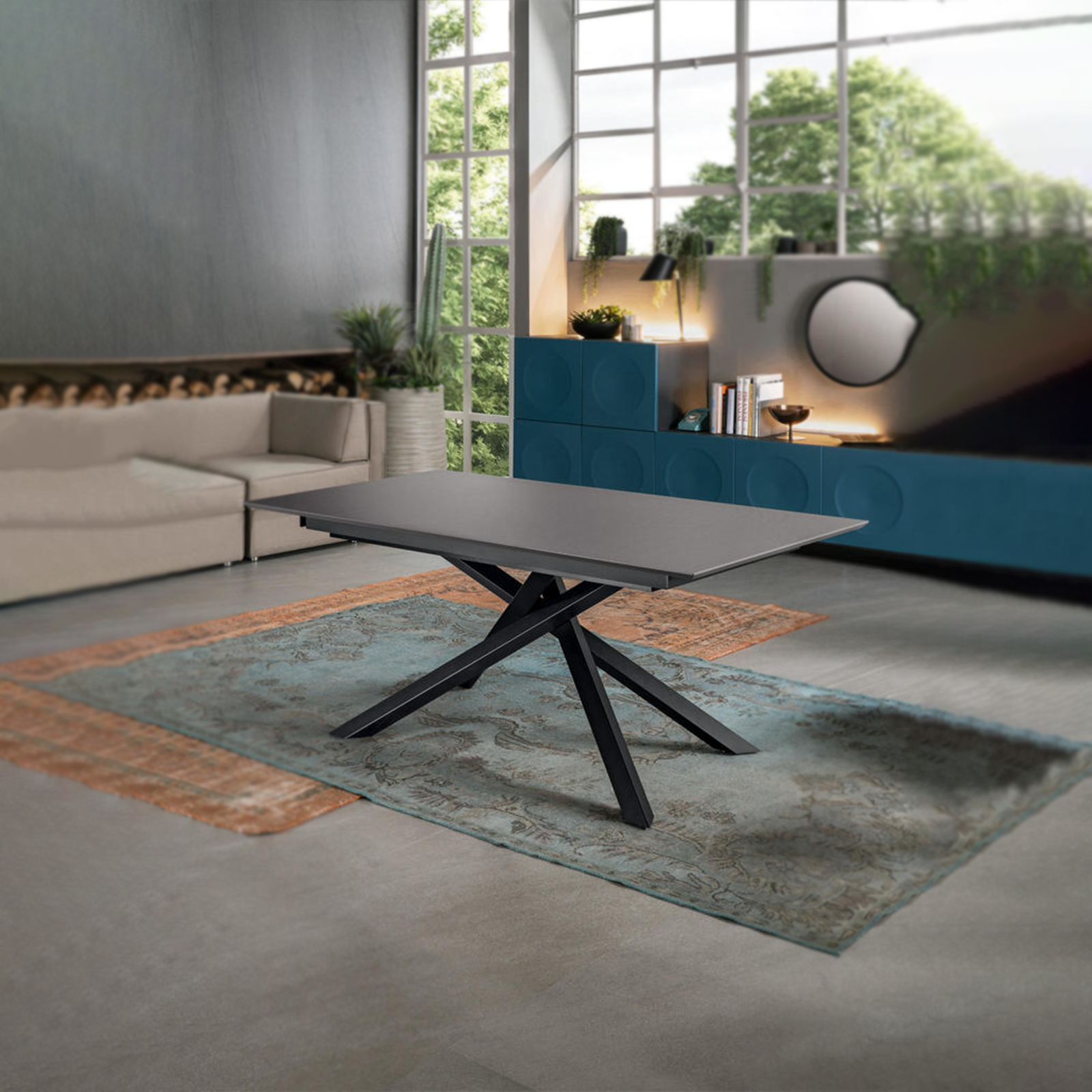 Extendable table "Jade" HPL top, aluminum legs, 170/270x90 cm, 76h