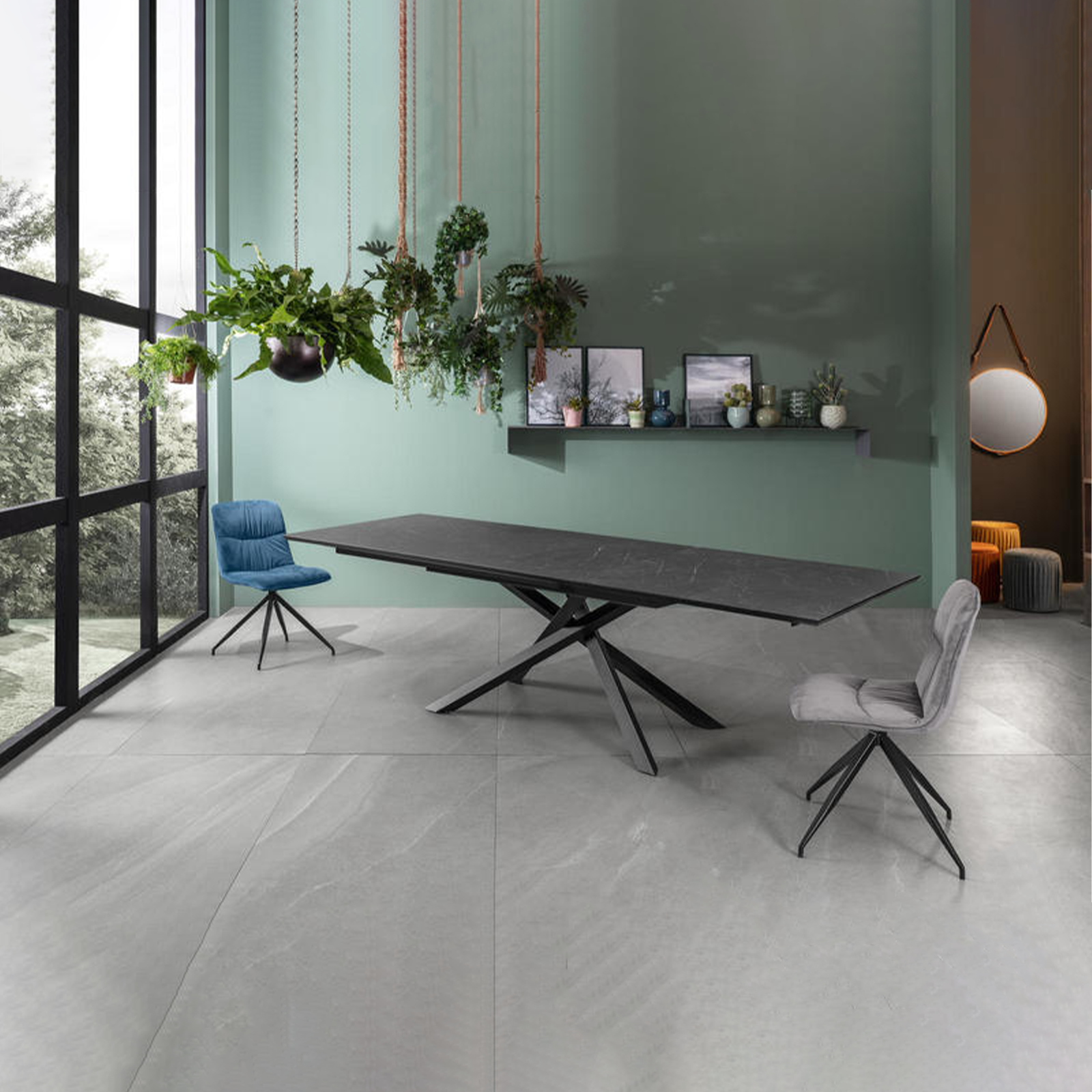 Extendable table "Jade" HPL top, aluminum legs, 170/270x90 cm, 76h