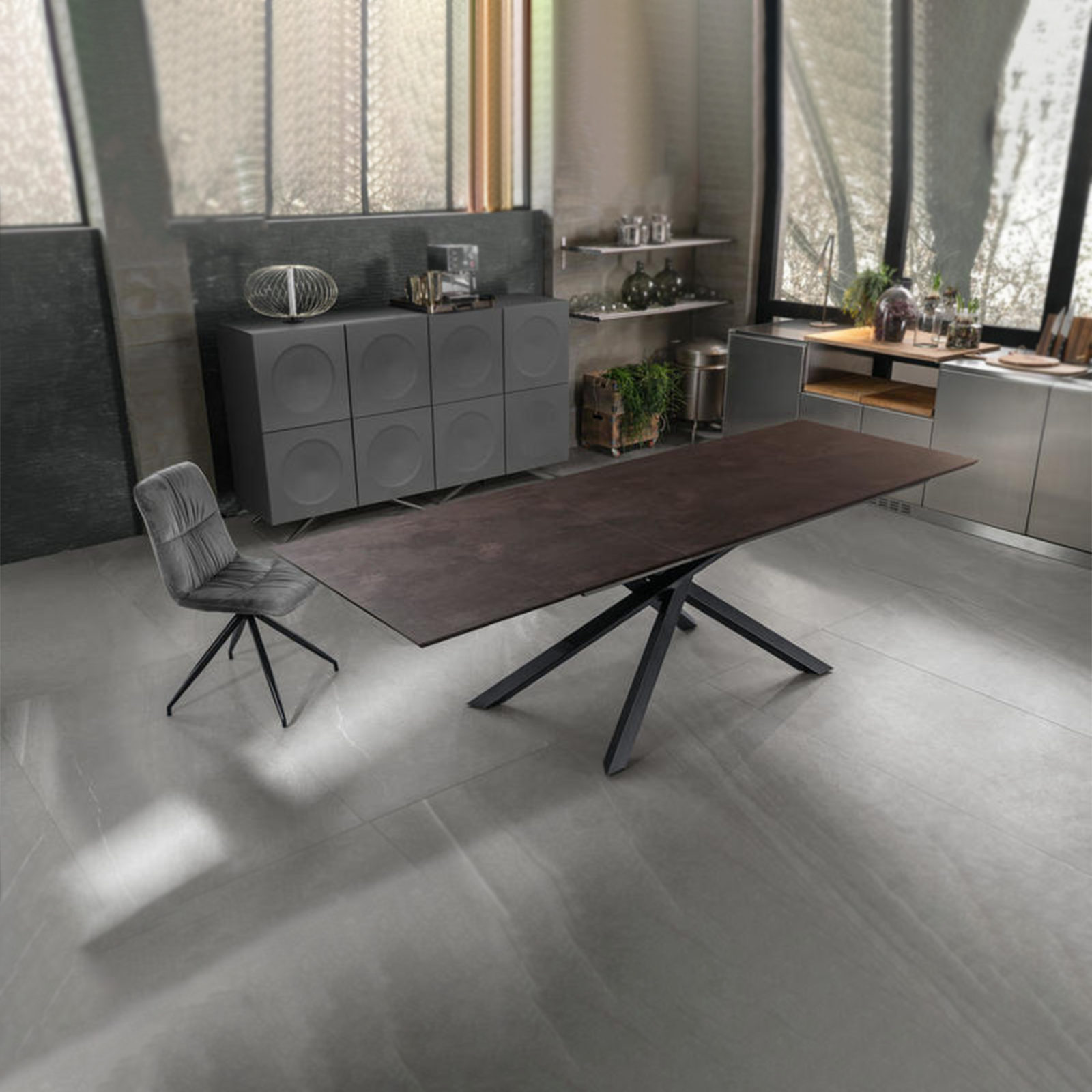 Extendable table "Jade" HPL top, aluminum legs, 170/270x90 cm, 76h