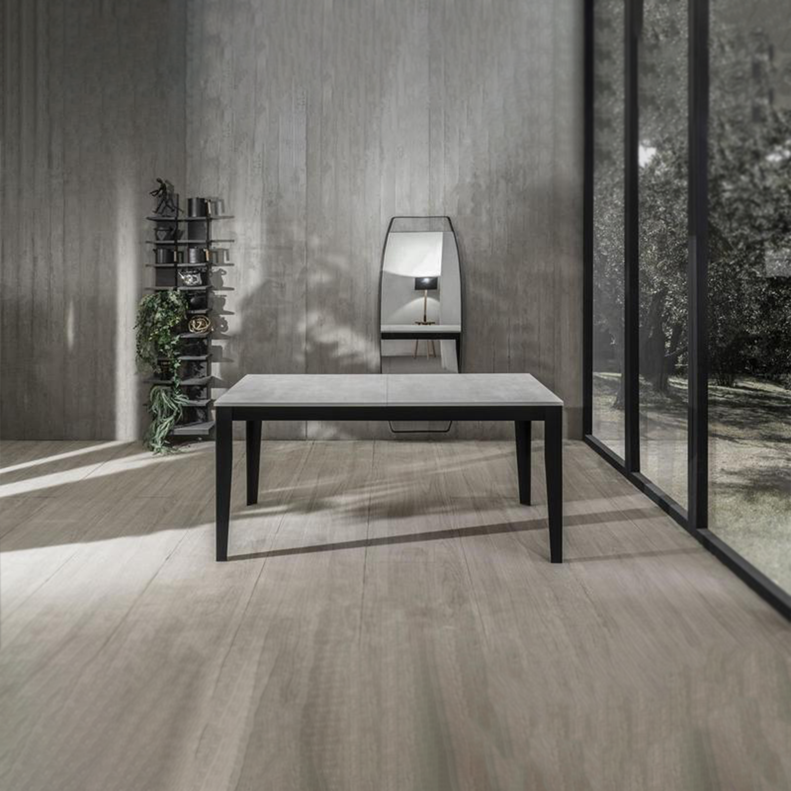 Extendable table "Blanche" melamine top metal legs cm 130/290x80 76h