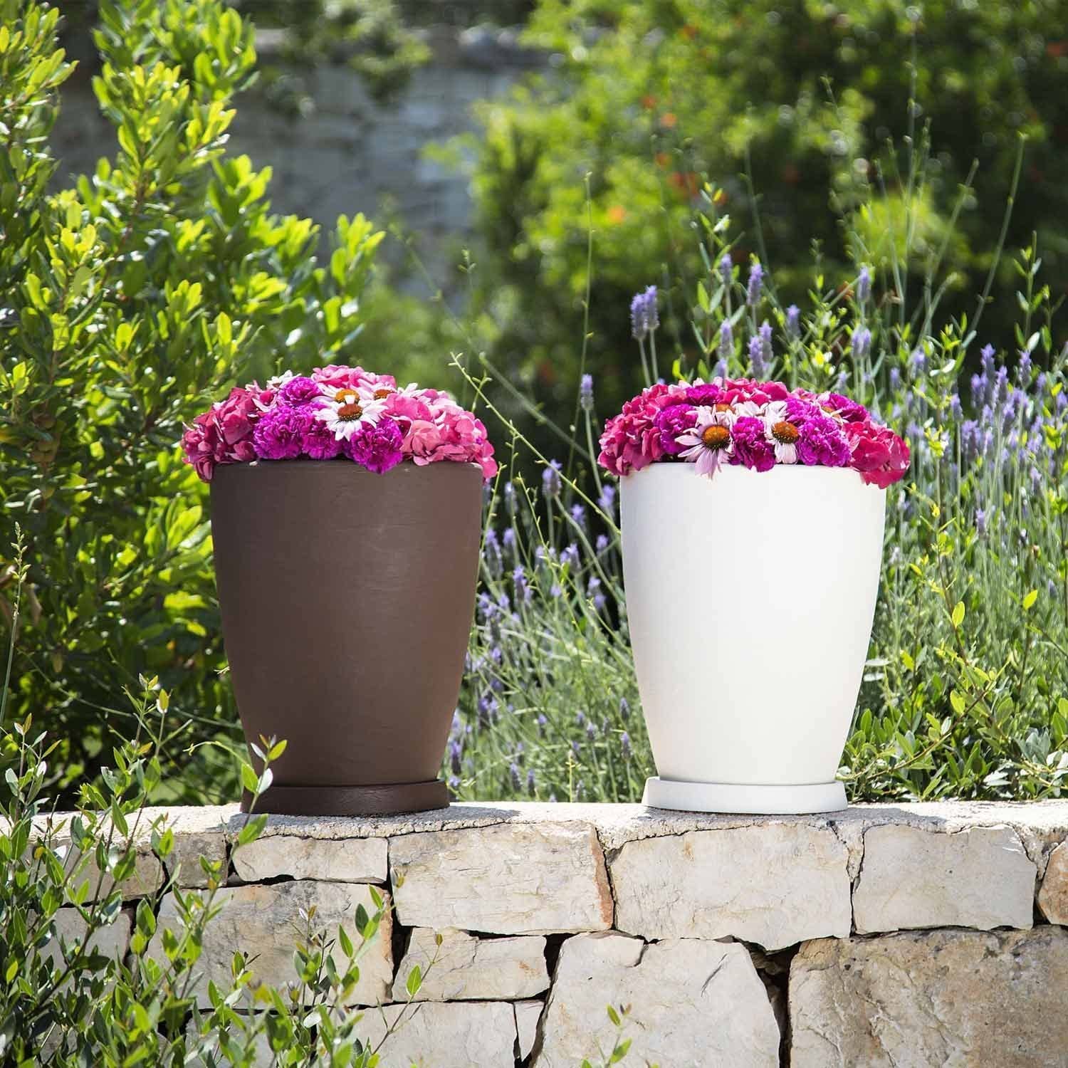 Vaso tondo Adone per interno ed esterno in resina cm 30x30 38h