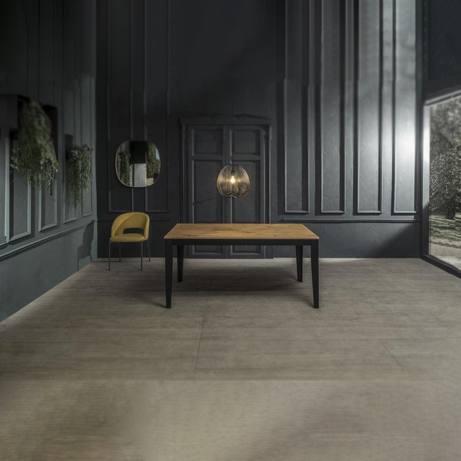 Extendable table "Blanche" melamine top metal legs 14 seats cm 316x90 76h