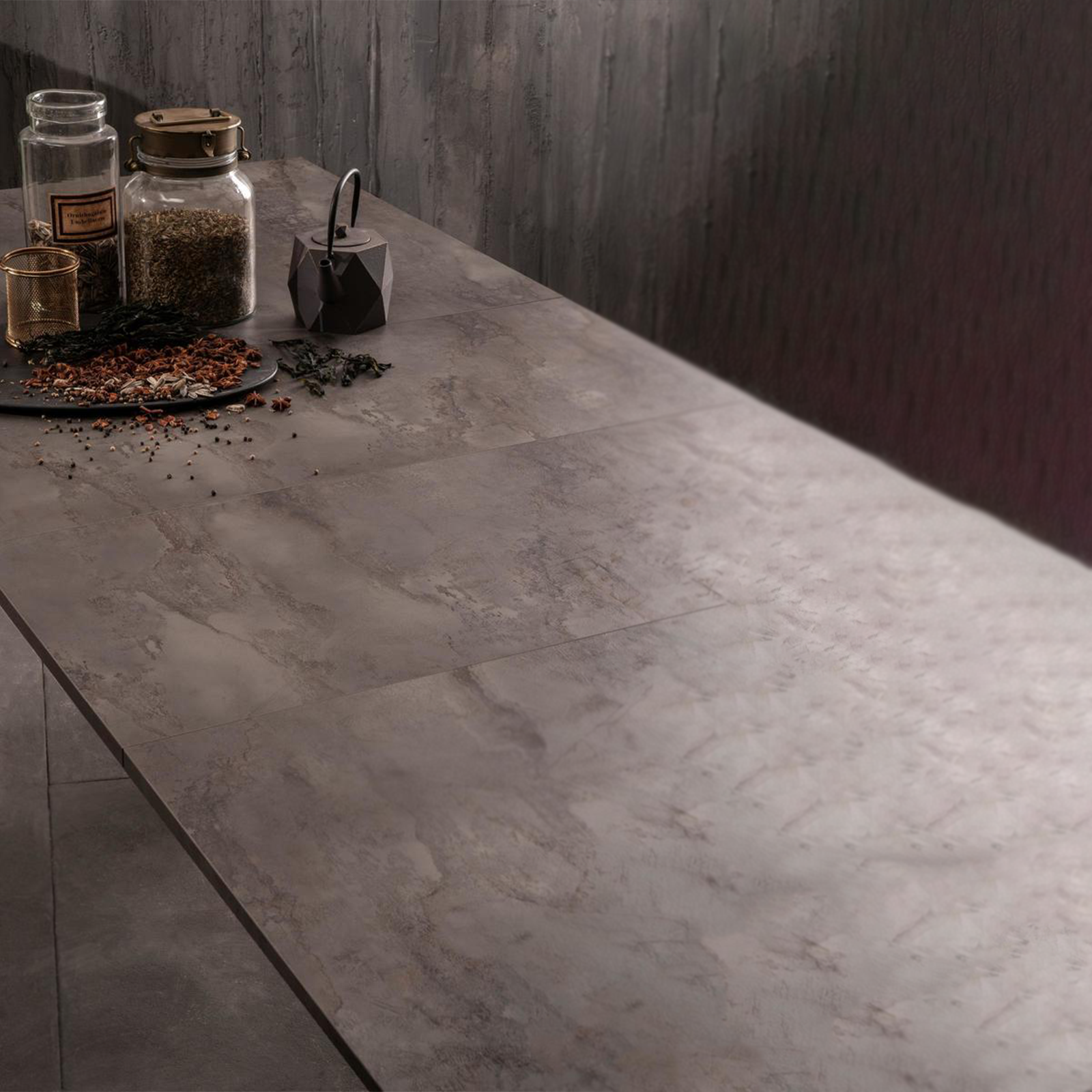 Extendable table "Blanche" melamine top metal legs 14 seats cm 316x90 76h