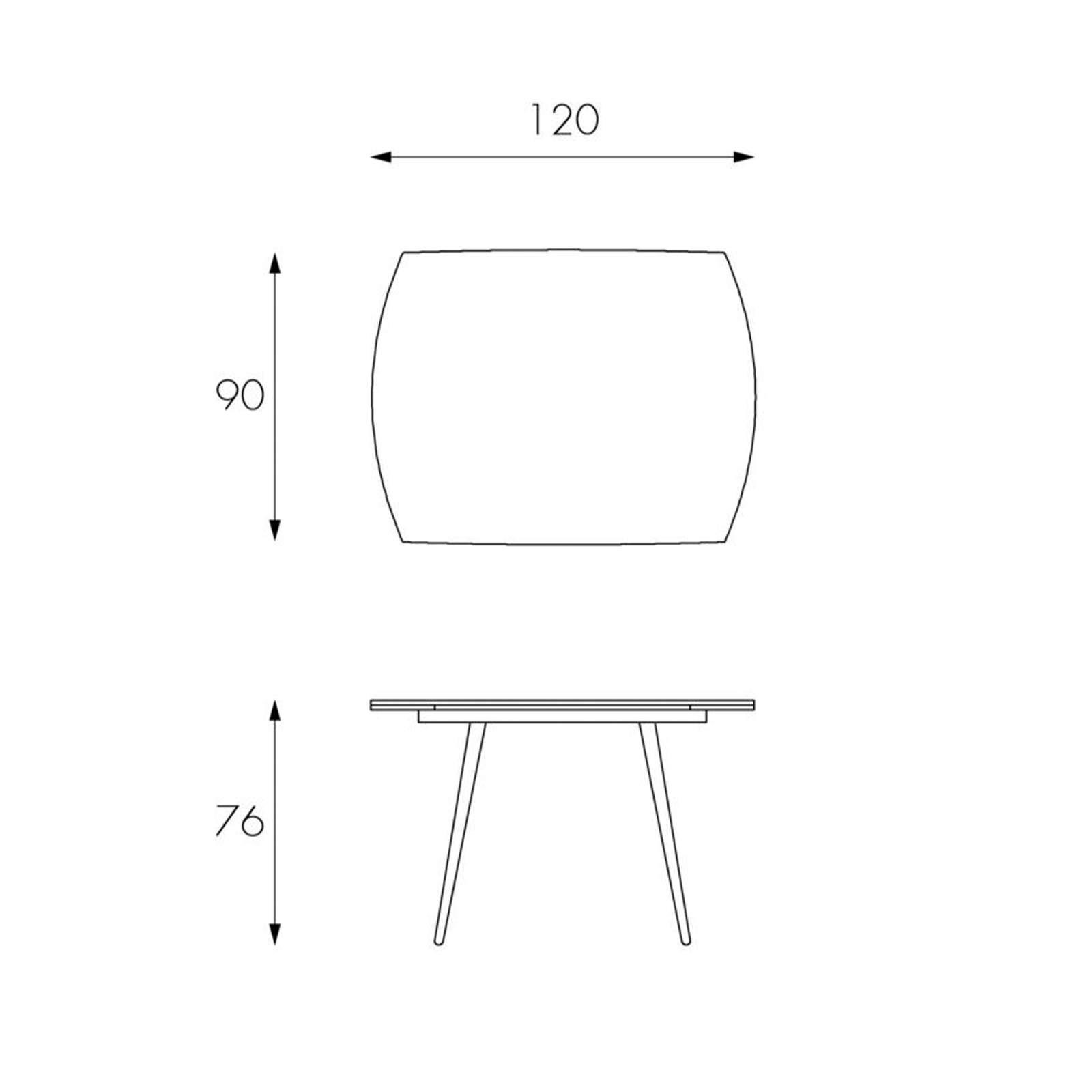 Extendable table in tempered glass "Giulietta" metal frame 120/180x90 cm 76h