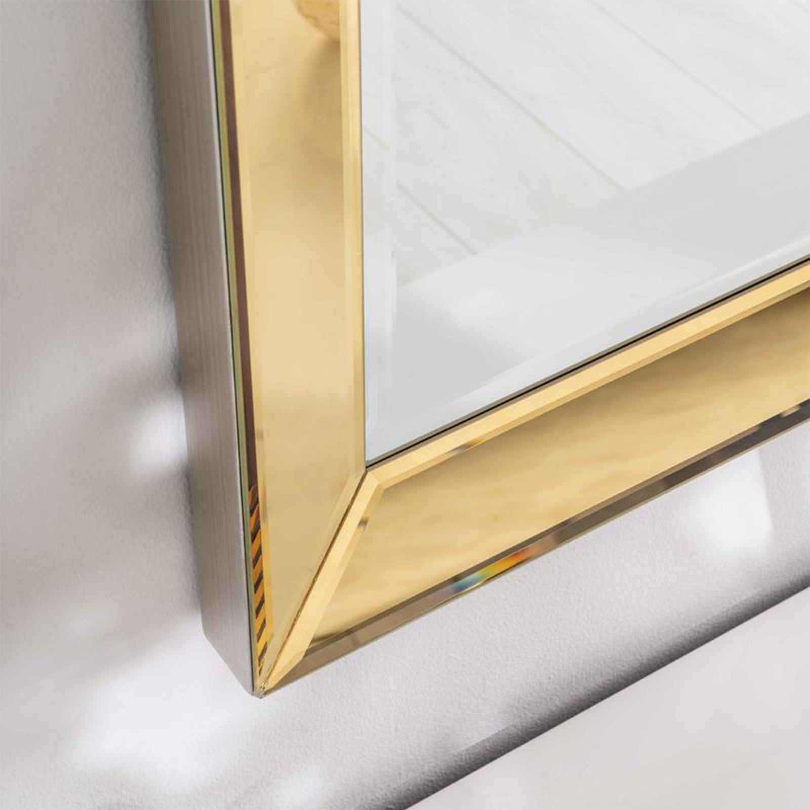 "Robin" square wall mirror with gold mirrored frame 120x5 cm 120h