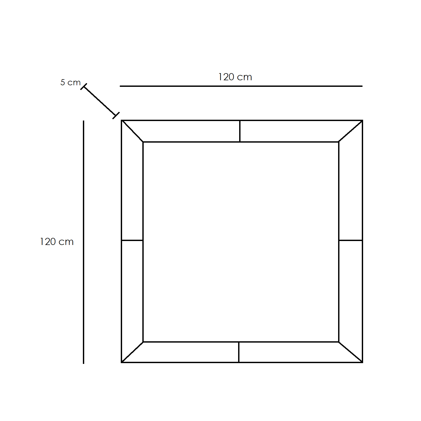 "Robin" square wall mirror with gold mirrored frame 120x5 cm 120h