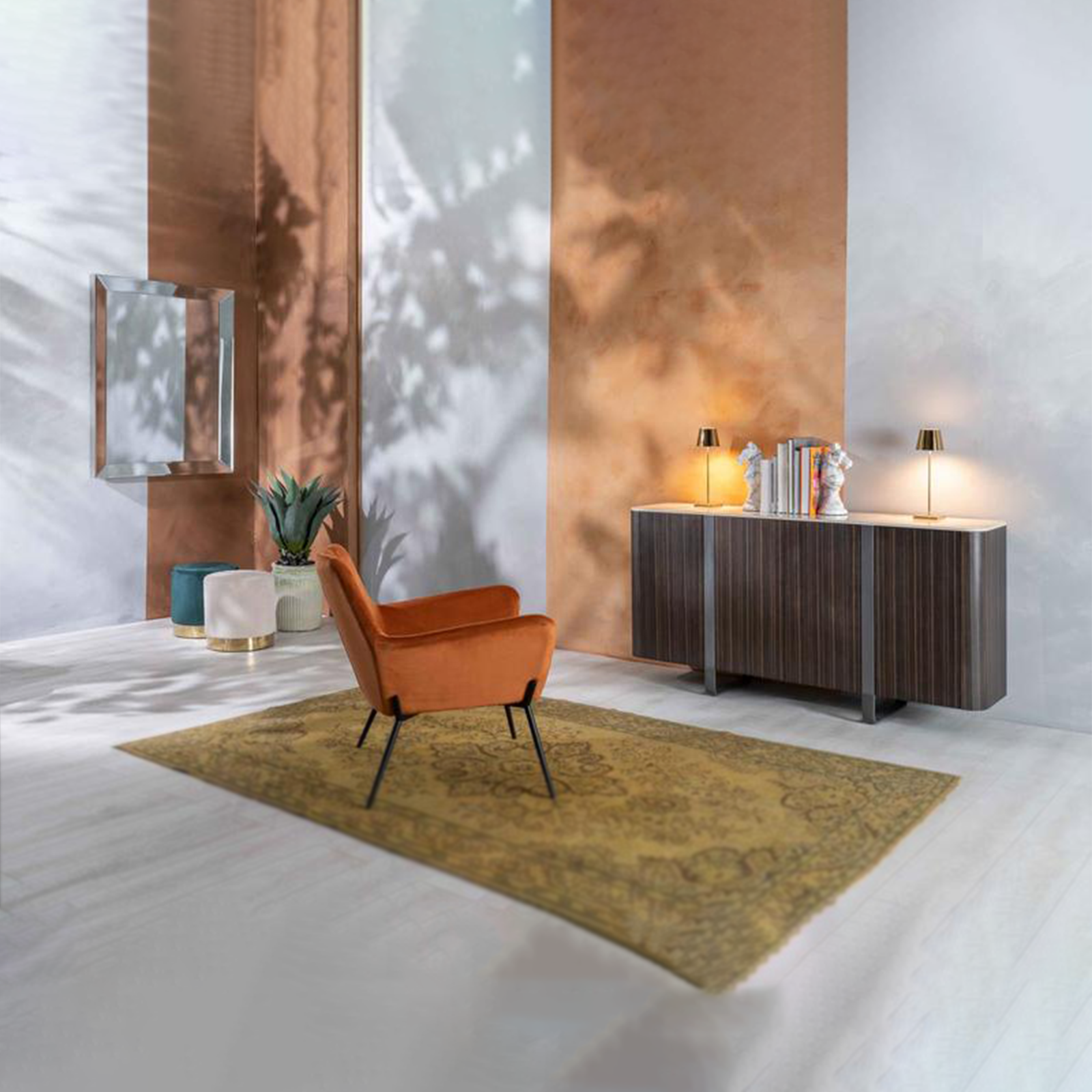 Modern "Gaia" upholstered velvet armchair with metal legs, 70x72 cm, 79h