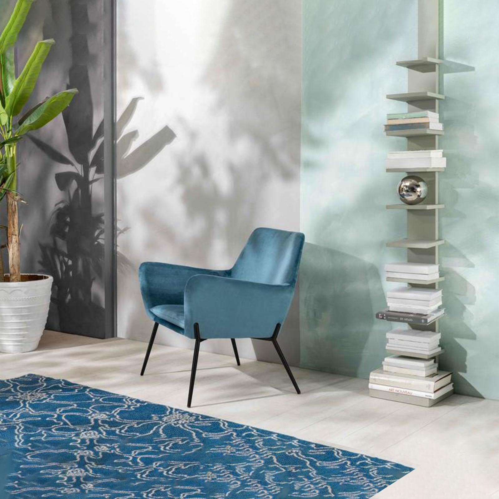 Modern "Gaia" upholstered velvet armchair with metal legs, 70x72 cm, 79h