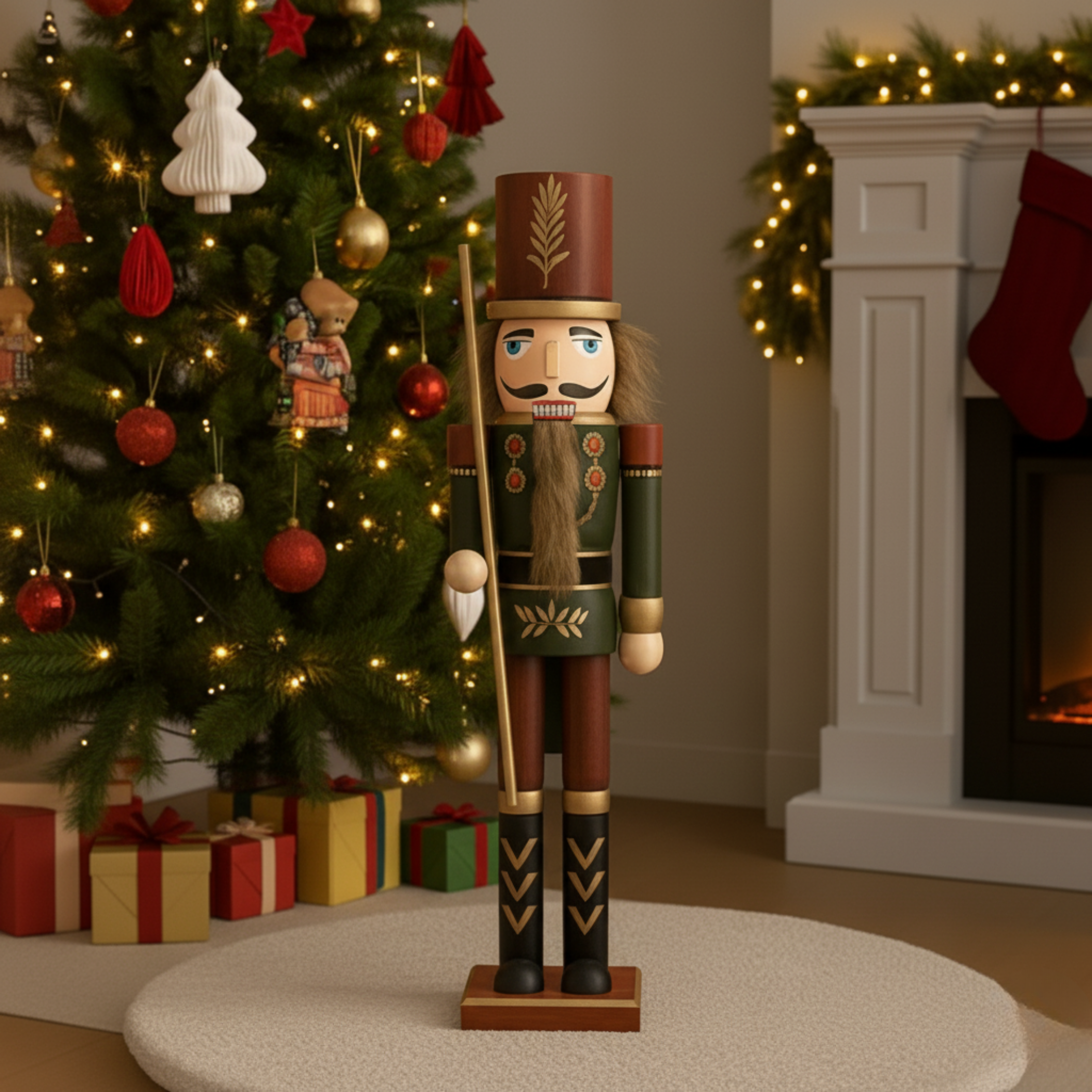 Christmas Nutcracker Soldier with Red and Green Outfit for Christmas Decorations