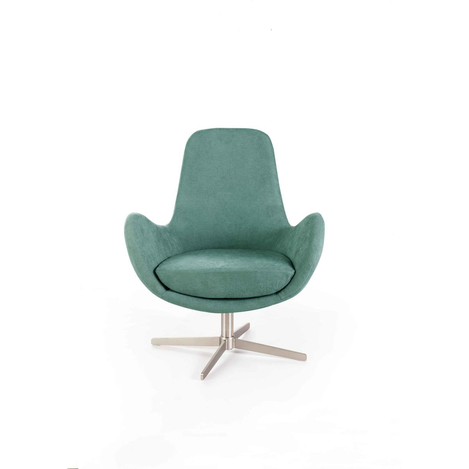 Modern swivel armchair "Orpea" in fabric with chrome base cm 72x64 85h