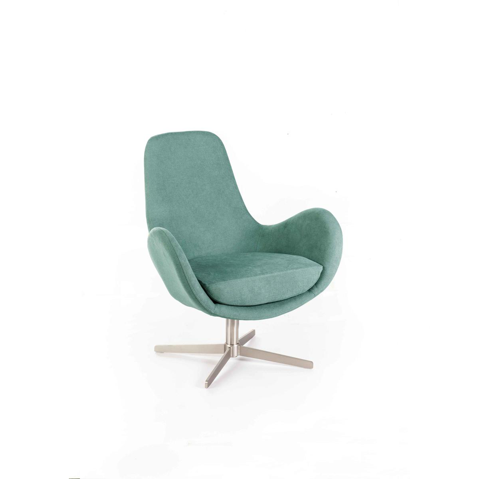 Modern swivel armchair "Orpea" in fabric with chrome base cm 72x64 85h
