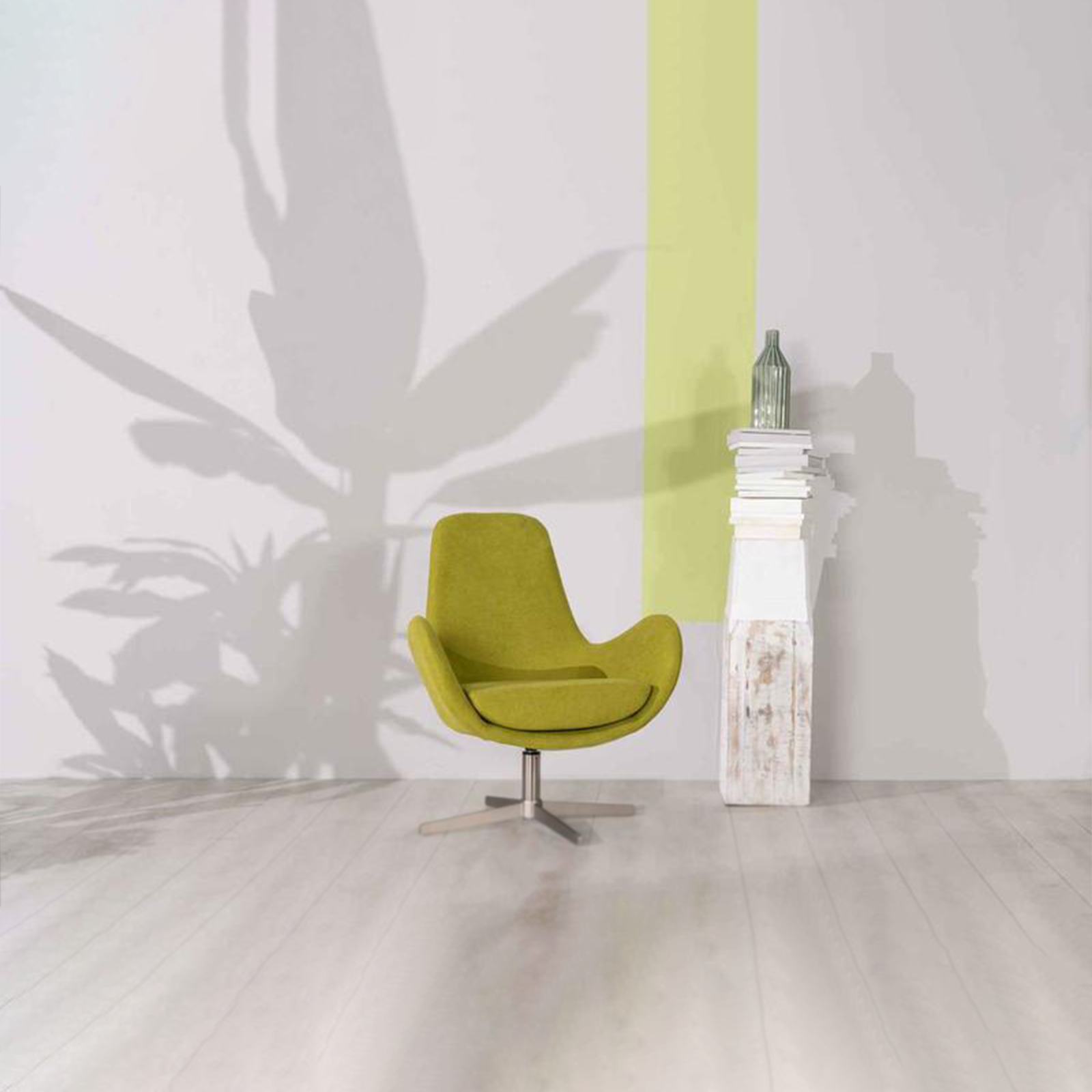 Modern swivel armchair "Orpea" in fabric with chrome base cm 72x64 85h