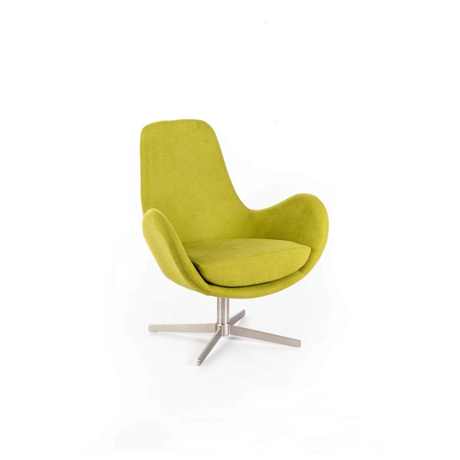 Modern swivel armchair "Orpea" in fabric with chrome base cm 72x64 85h