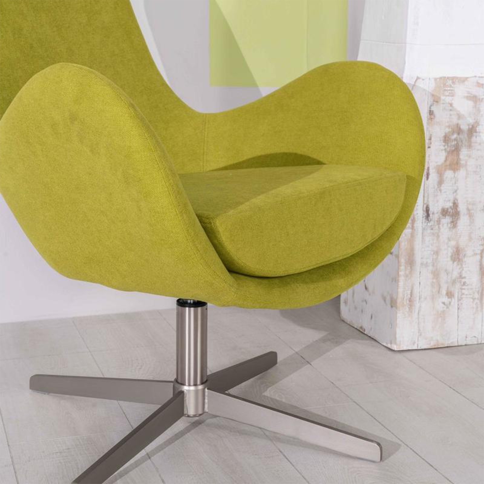 Modern swivel armchair "Orpea" in fabric with chrome base cm 72x64 85h