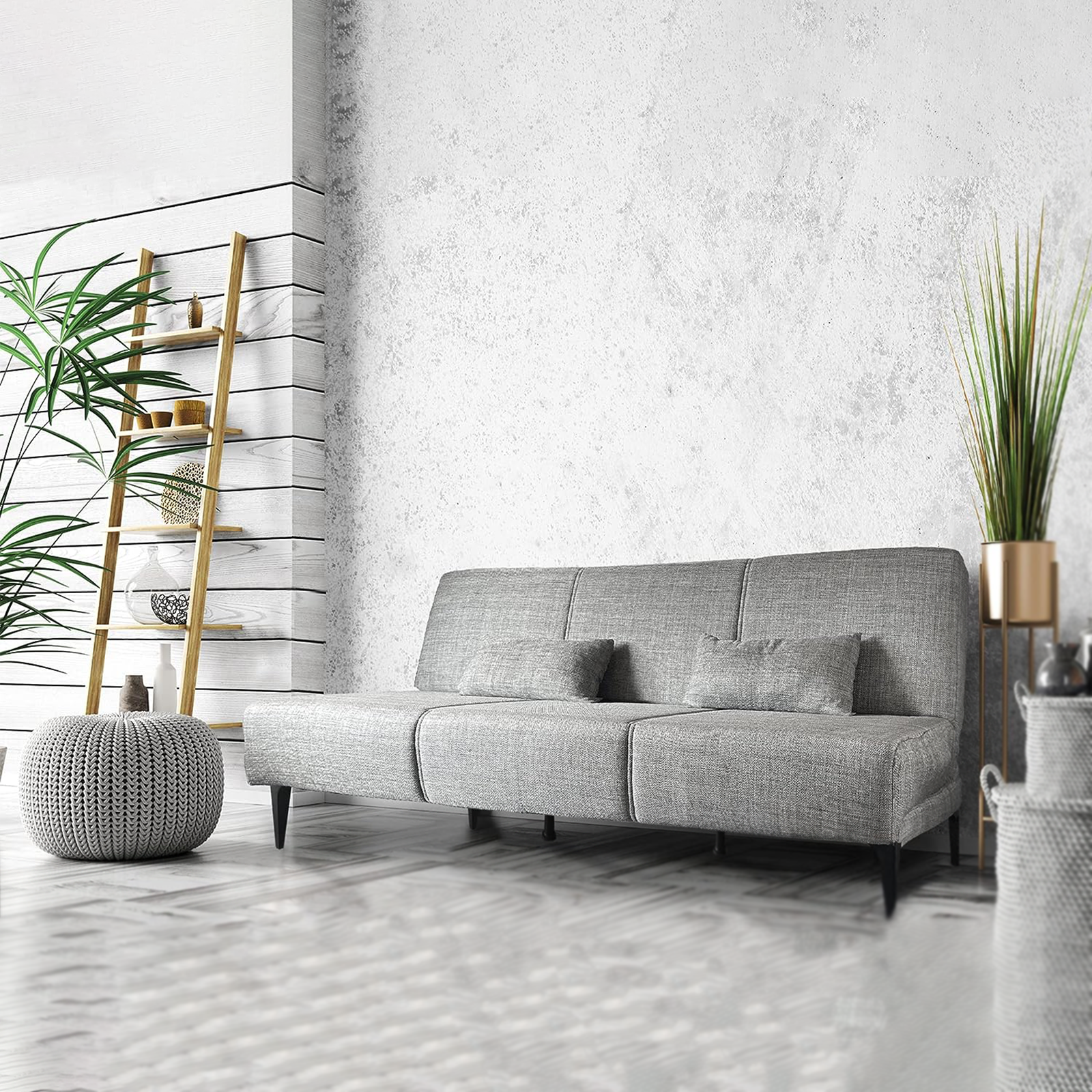 "Capri" 3-seater sofa bed in fabric without armrests, 190x80 cm, 83h