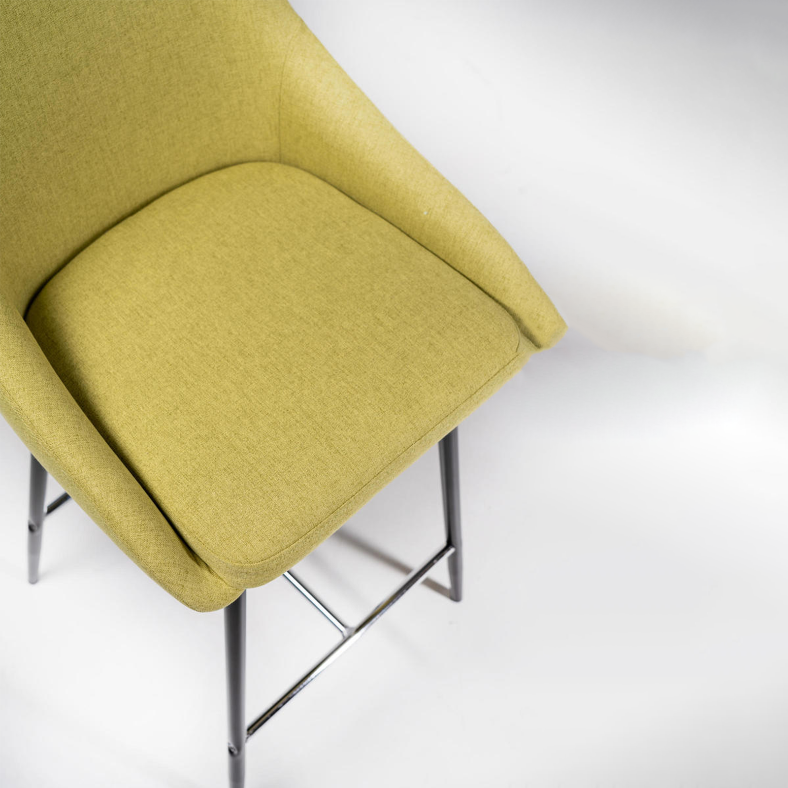 Set of high stools in fabric with metal footrest "Petit" cm 46x49 97h