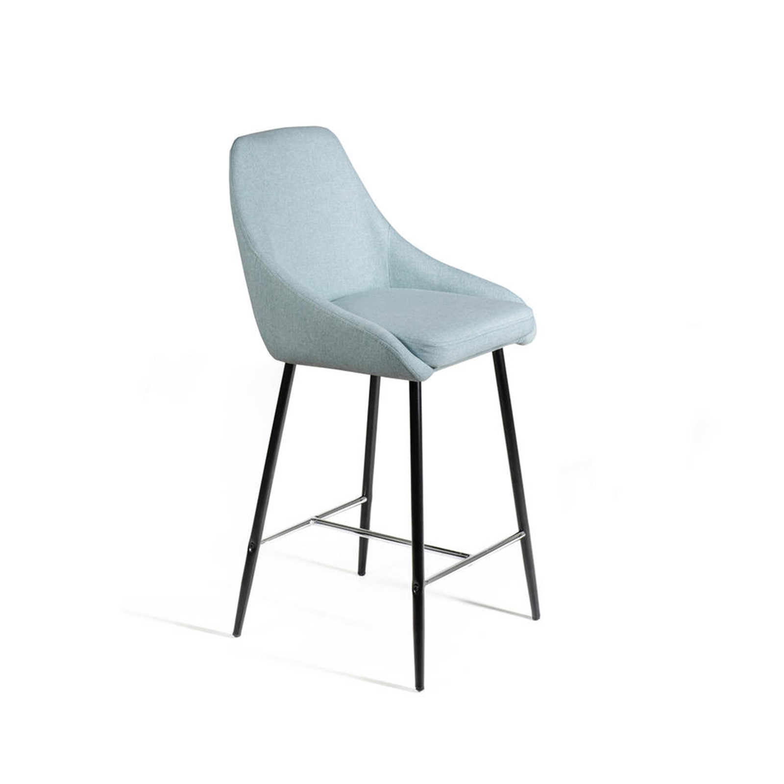 Set of high stools in fabric with metal footrest "Petit" cm 46x49 97h