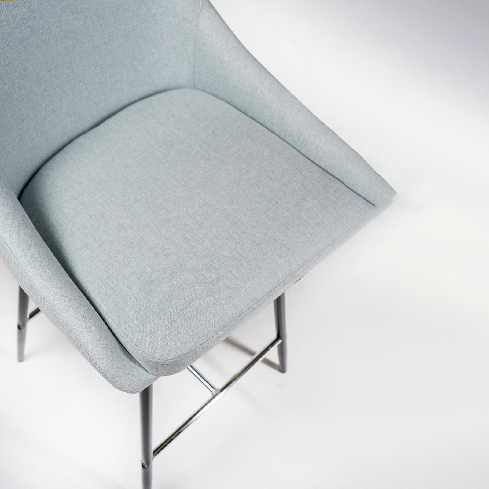 Set of high stools in fabric with metal footrest "Petit" cm 46x49 97h